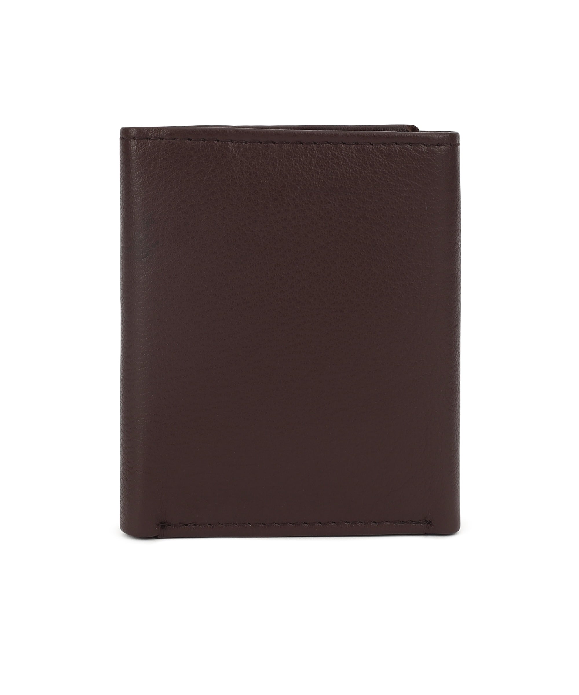 Genuine Leather Slim Trifold Wallet for Men with ID Window and RFID Blocking, Dark Brown - Image 4