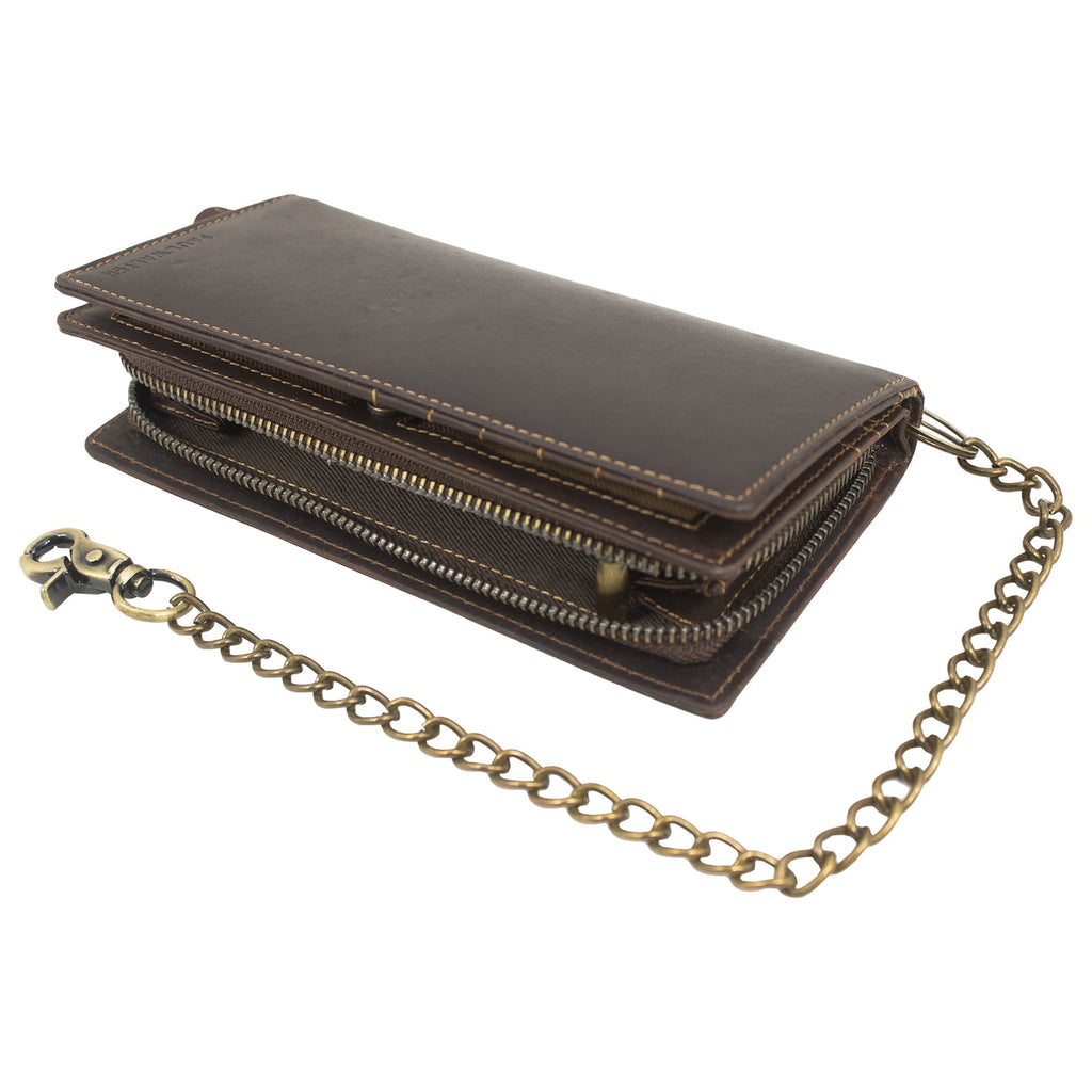 Vintage Leather RFID Blocking Men's Biker, Trucker Chain Bifold Wallet - Image 6