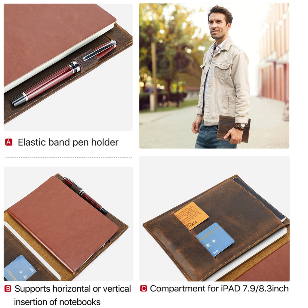 Full Grain Leather Portfolio for Men Legal Pad Padfolio Folder Binder Organizer Notepad Holder Fit 7.9" iPad and A5 S... - Image 6