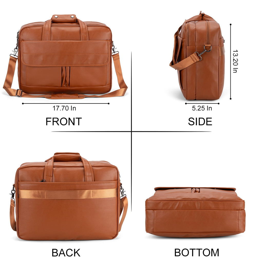 Boardingblue Men's Leather Messenger Bag, 15.6 Inches Laptop Briefcase Business Satchel Computer Handbag Shoulder Bag for Men (Brown) - Image 2