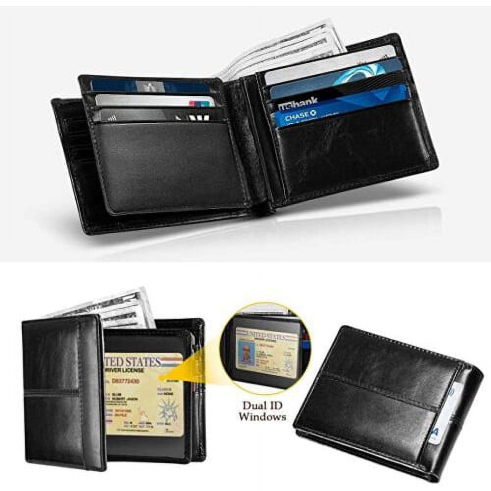Genuine Leather Minimalist Bifold Wallets For Men RFID Blocking Slim Mens Wallet - Image 5