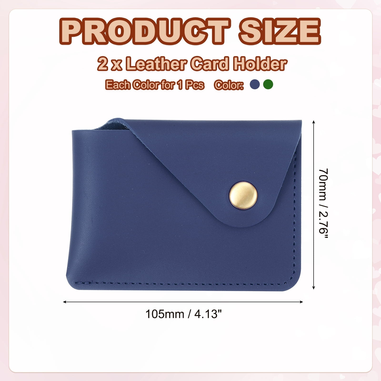 Slim Leather Card Holder with Snap Closure, 2 Pcs Leather Front Pocket Wallet Card Case Holder for Cash Coin Men and ... - Image 2