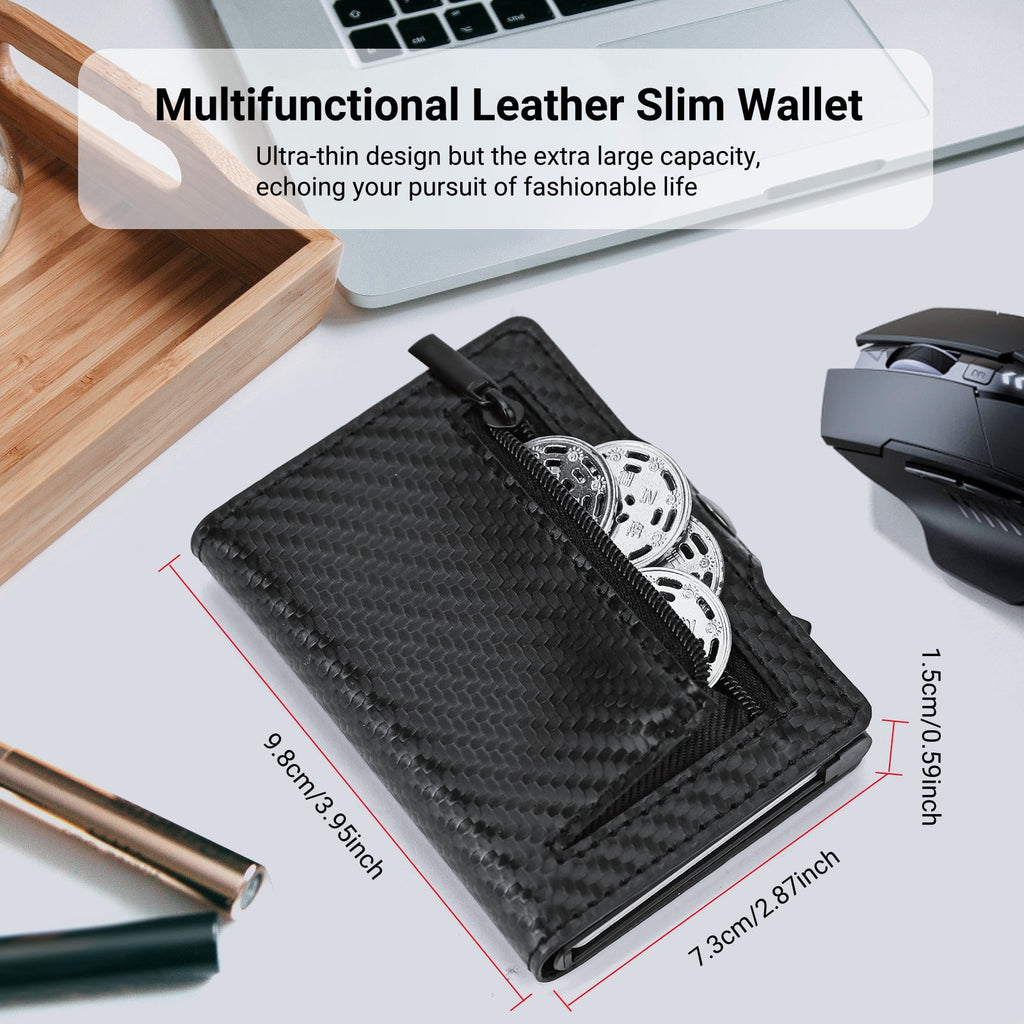 Credit Card Holder, Minimalism Leather Slim Wallet with Banknote Pockets, Coin Compartment and RFID Protection for Me... - Image 4