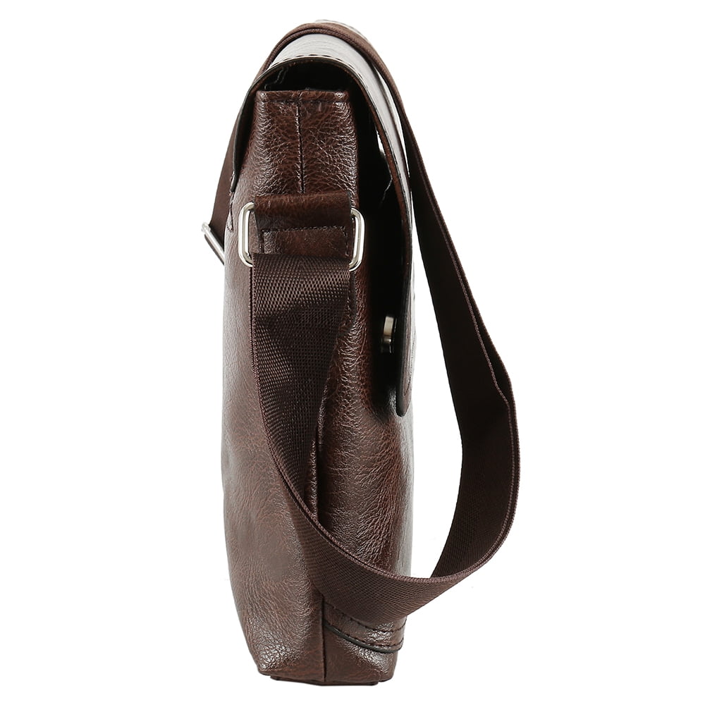 Men Handbag Messenger Shoulder Bag Pu Leather Messenger Shoulder Briefcase Vintage Unisex Laptop College School Satch... - Image 3
