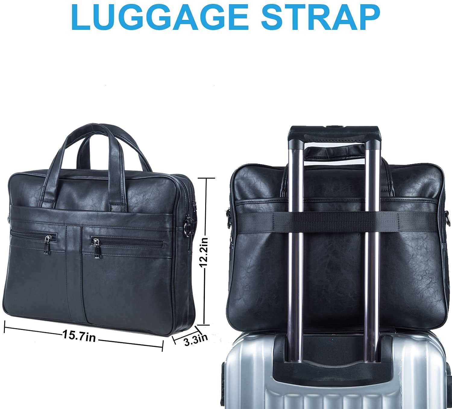 Men's Leather Messenger Bag, Durable PU Laptop Briefcase with Multiple Compartments - Image 4