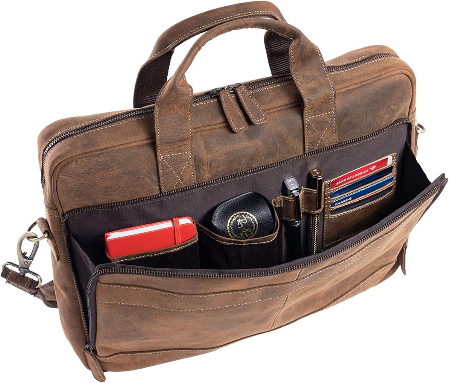 Leather briefcase 18 Inch Laptop Messenger Bags for Men and Women Best Office briefcase Satchel Bag - Image 4