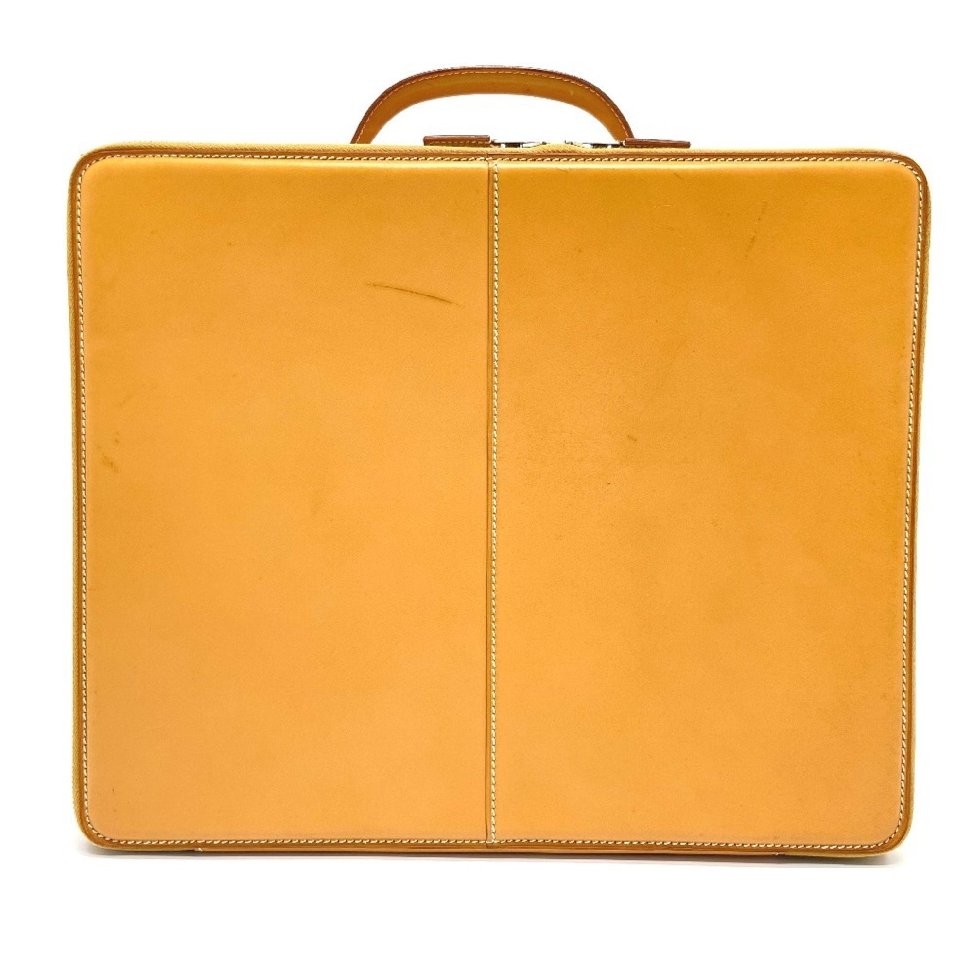 Pre-Owned HERMES Air Light MM Briefcase Handbag Leather Men's Natural Beige (Fair)