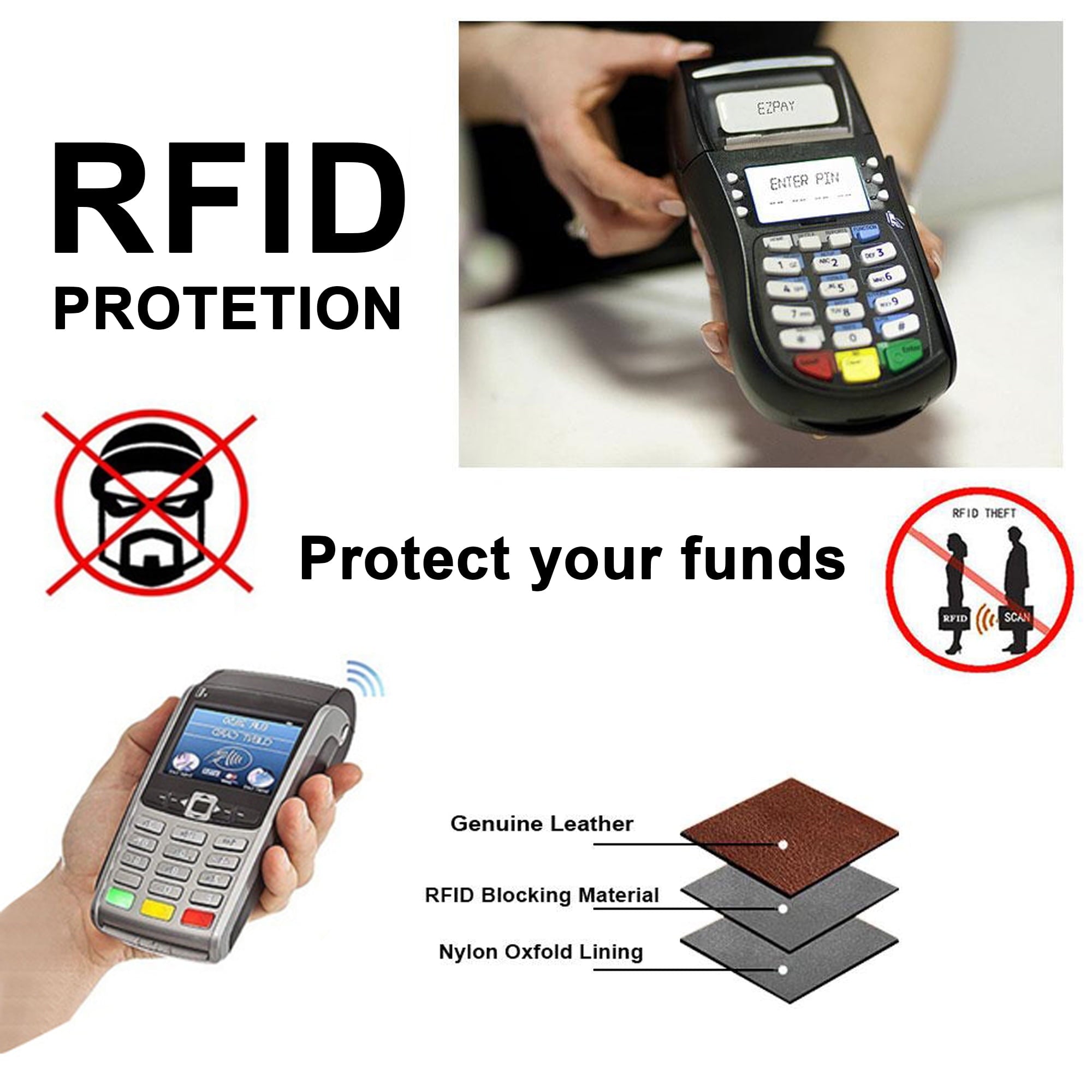 Mens Wallet Genuine Leather Slim Bifold Wallets For Men Simple RFID Front Pocket One Zippered Coin Pocket with 1 ID WindowBlack - Image 4