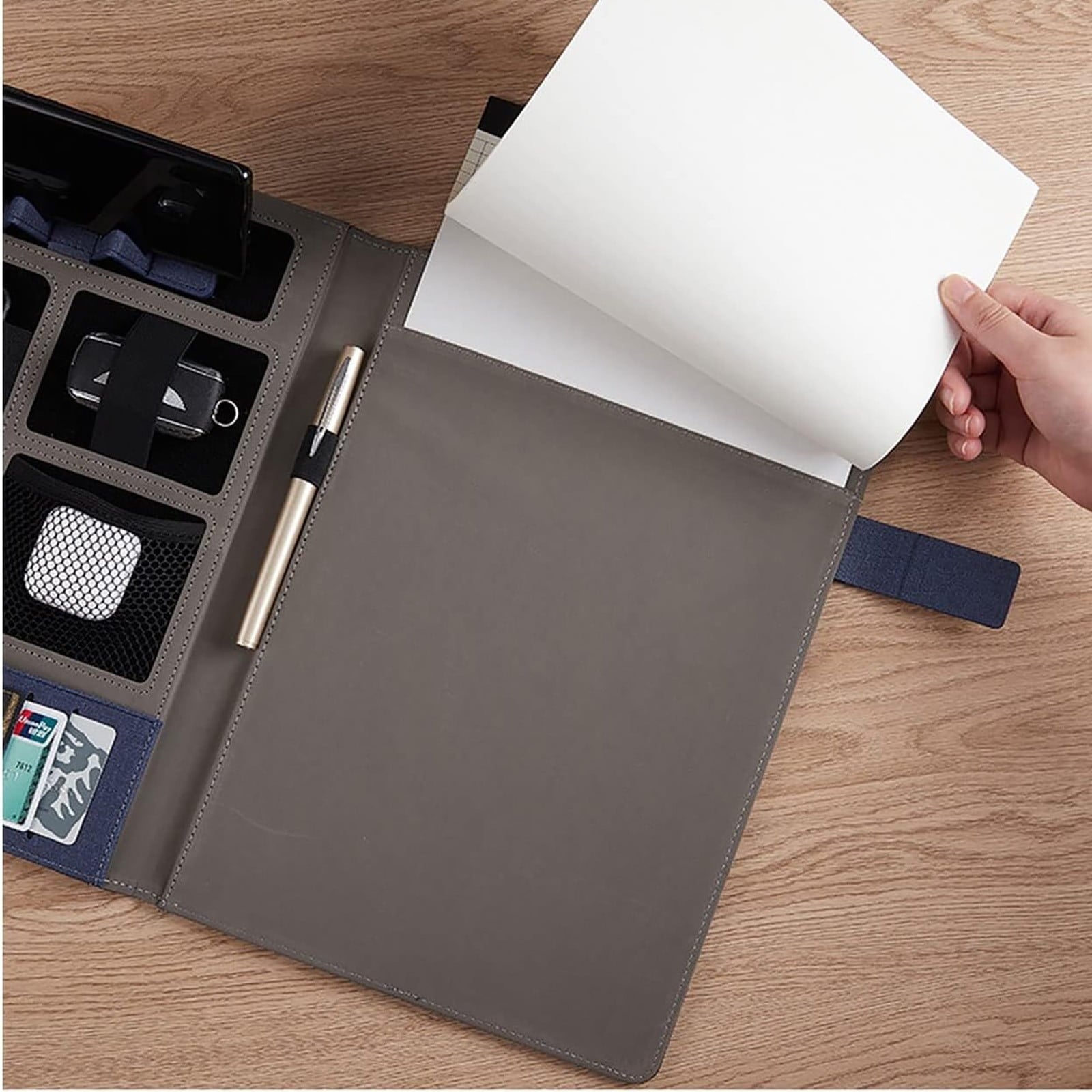 Business Portfolio Padfolio, Multifunctional Briefcase Organizer with Tablet Stand, Leather Document Folder for Women... - Image 5