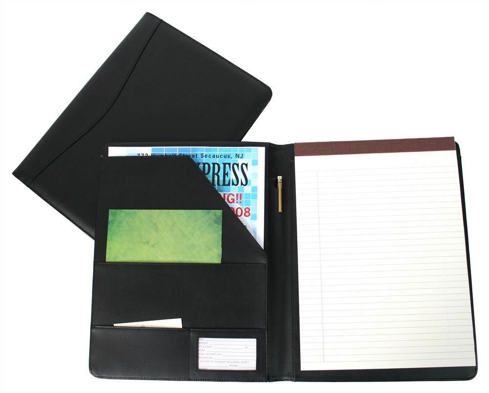 (5 pack) Black Leather Padfolio with ID Window (Blue) - Image 2