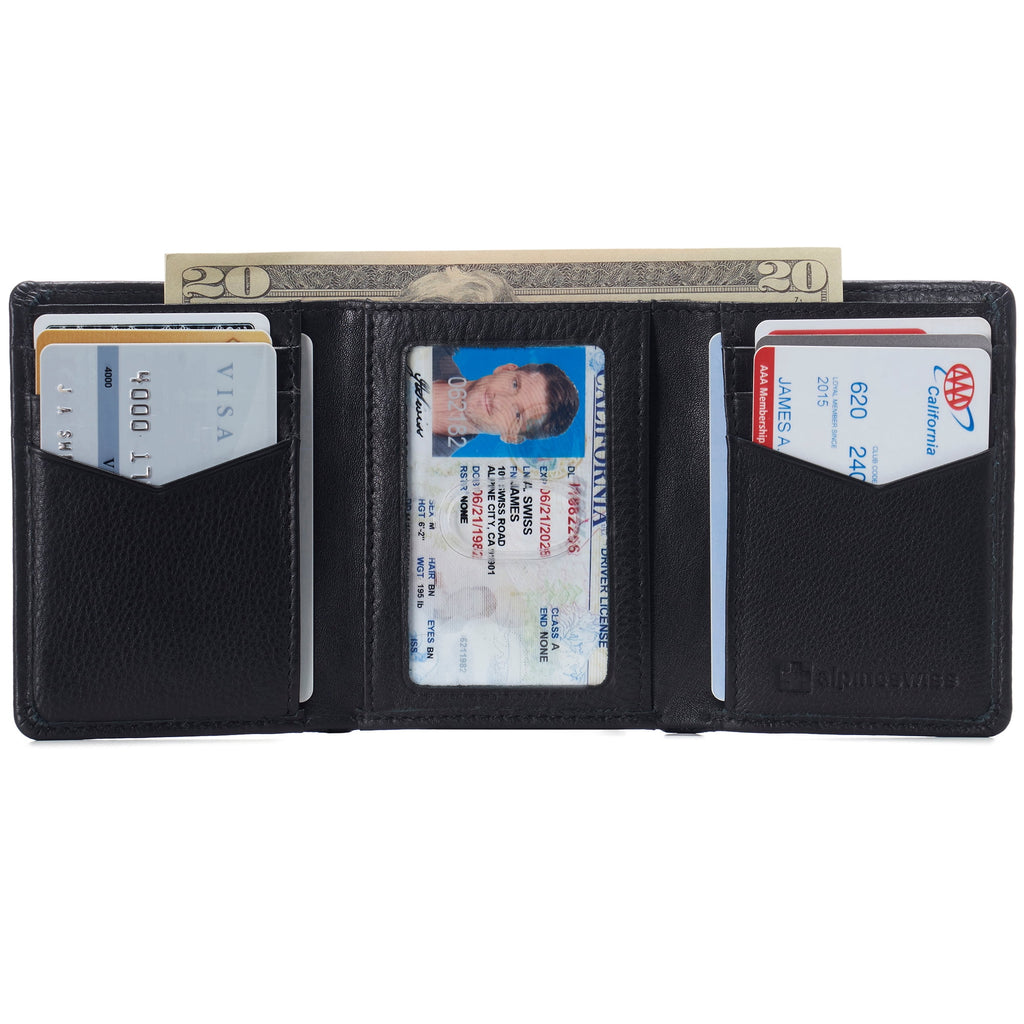 Men's Leon RFID Trifold Pocket Wallet – Genuine Leather Wallet for Men, Slim Design with ID Window & Multiple Card Sl... - Image 2