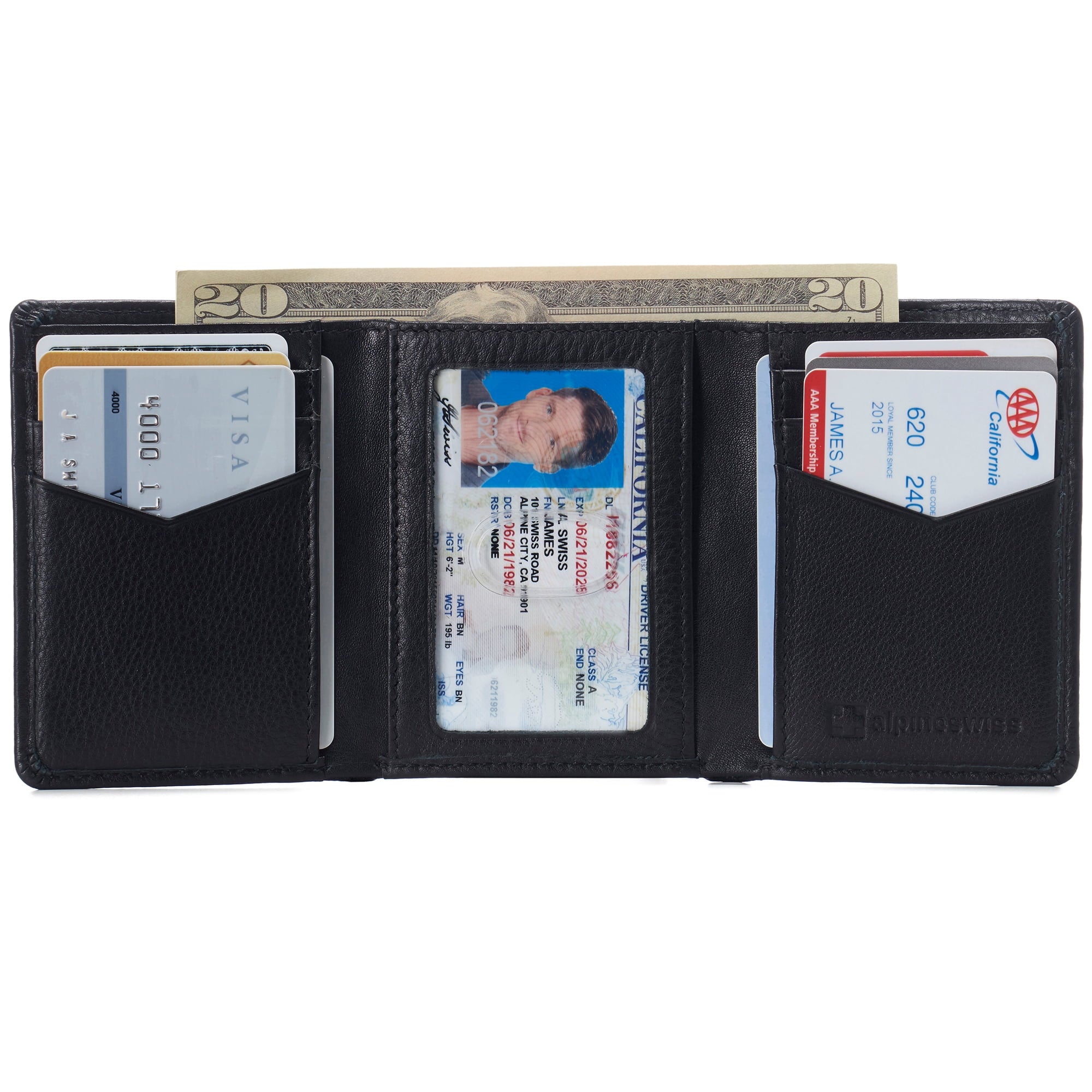 Men's Leon RFID Trifold Pocket Wallet – Genuine Leather Wallet for Men, Slim Design with ID Window & Multiple Card Sl... - Image 2