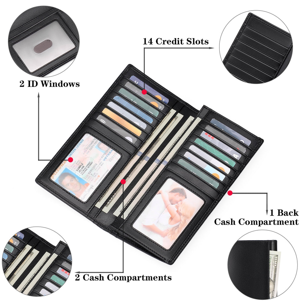 Wallet for Men Genuine Leather RFID Blocking Slim Wallet with Long Bifold Credit Card Holder for Men - Image 4