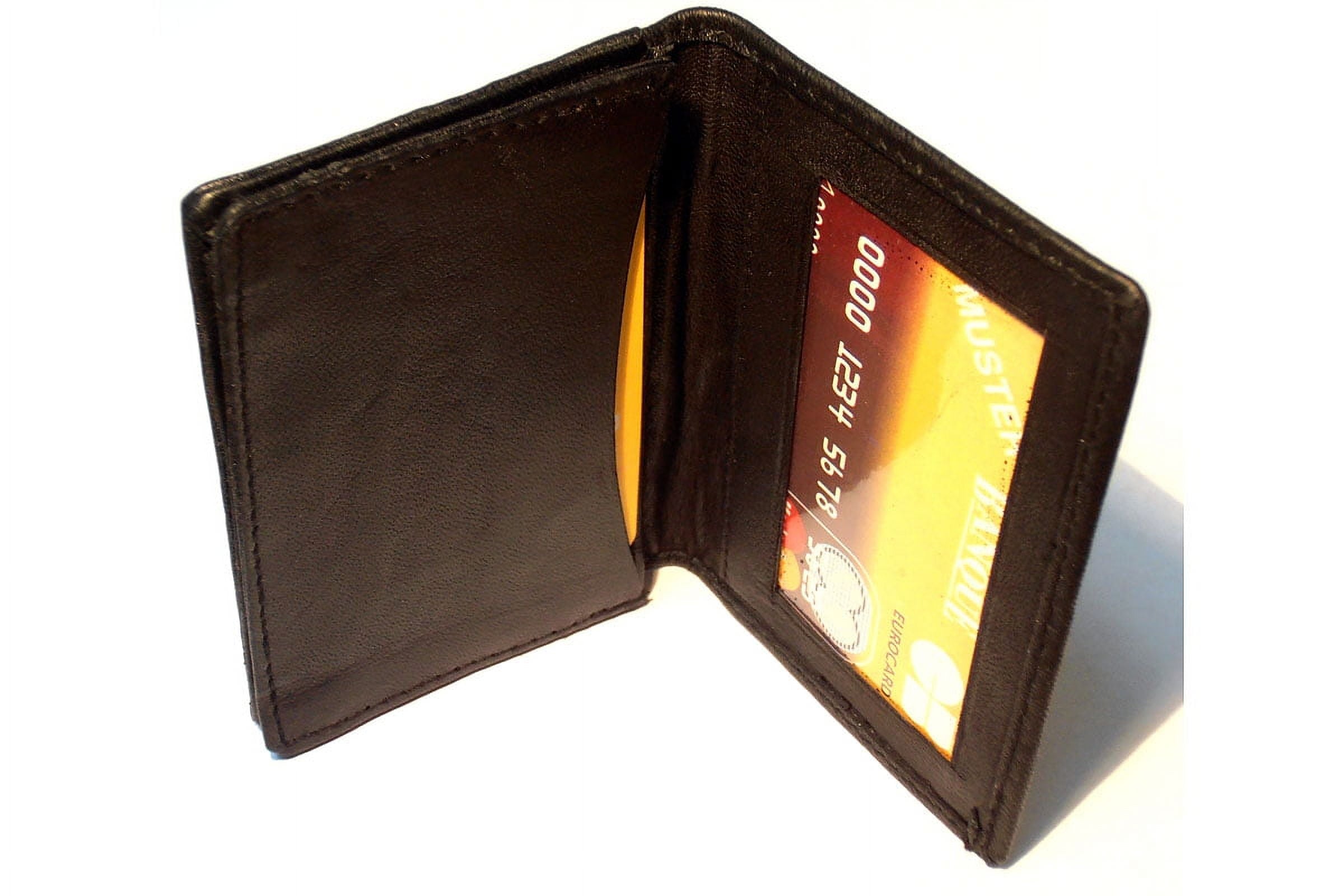 Men's Leather Credit Card & ID Holder Slim Design Black Wallet 3 x 4 inches - Image 4