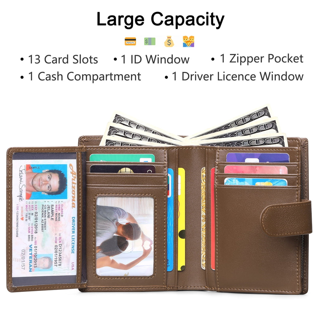 Men's Wallet Genuine Leather Wallets for Men RFID Blocking Card Holder with Zipper Coin Purse - Image 3