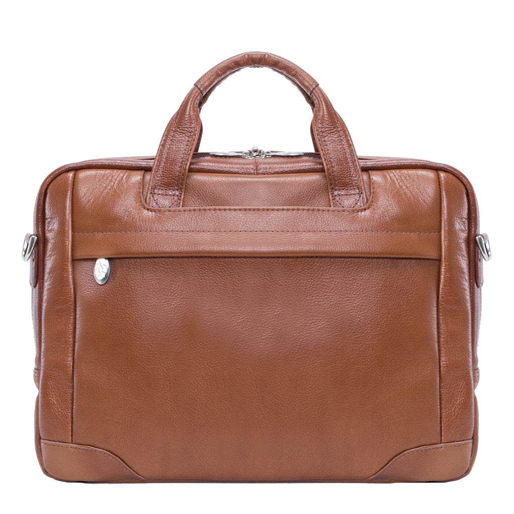 Pebble Grain Calfskin Leather, 15" Leather Medium Laptop Briefcase - Image 3