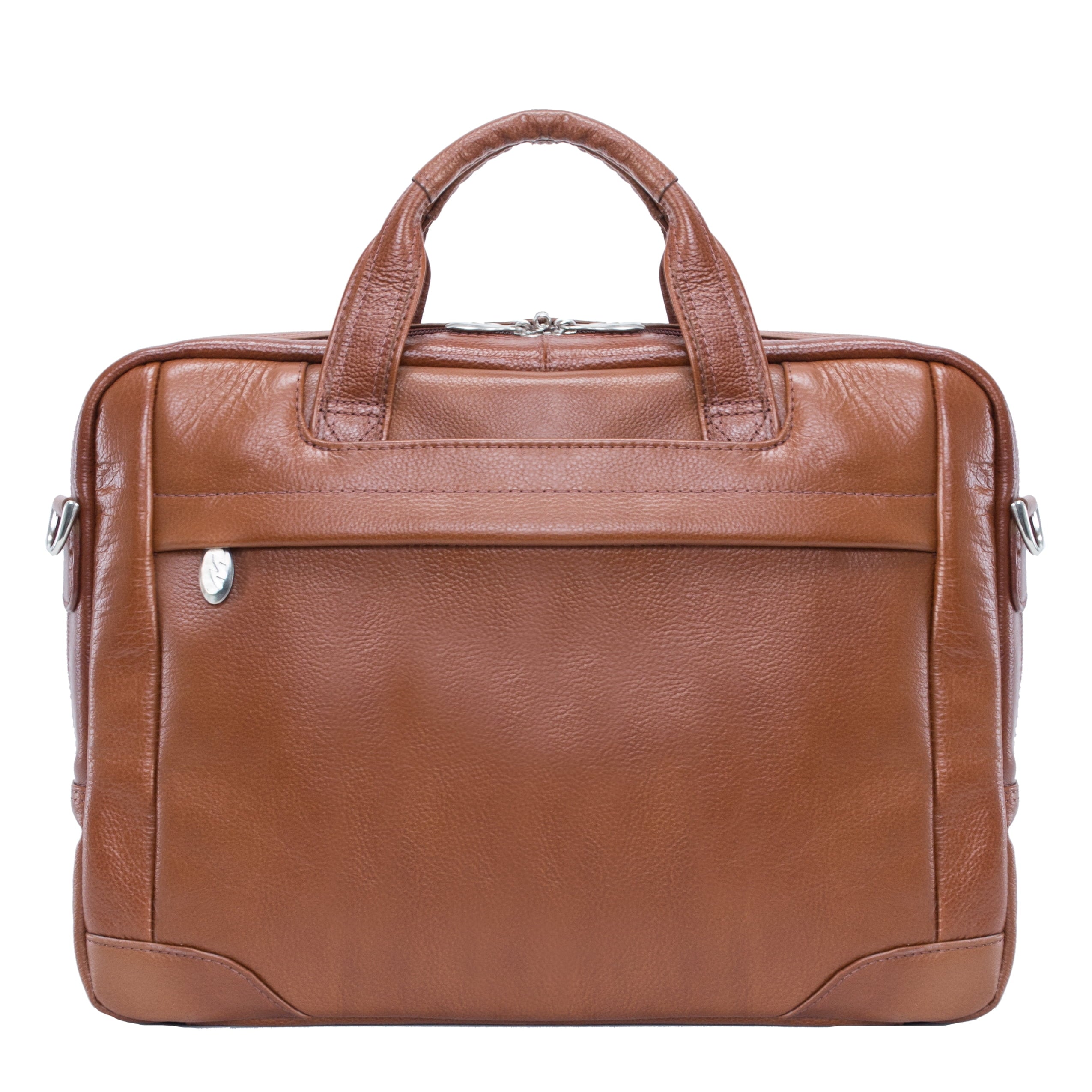 Pebble Grain Calfskin Leather, 15" Leather Medium Laptop Briefcase - Image 3