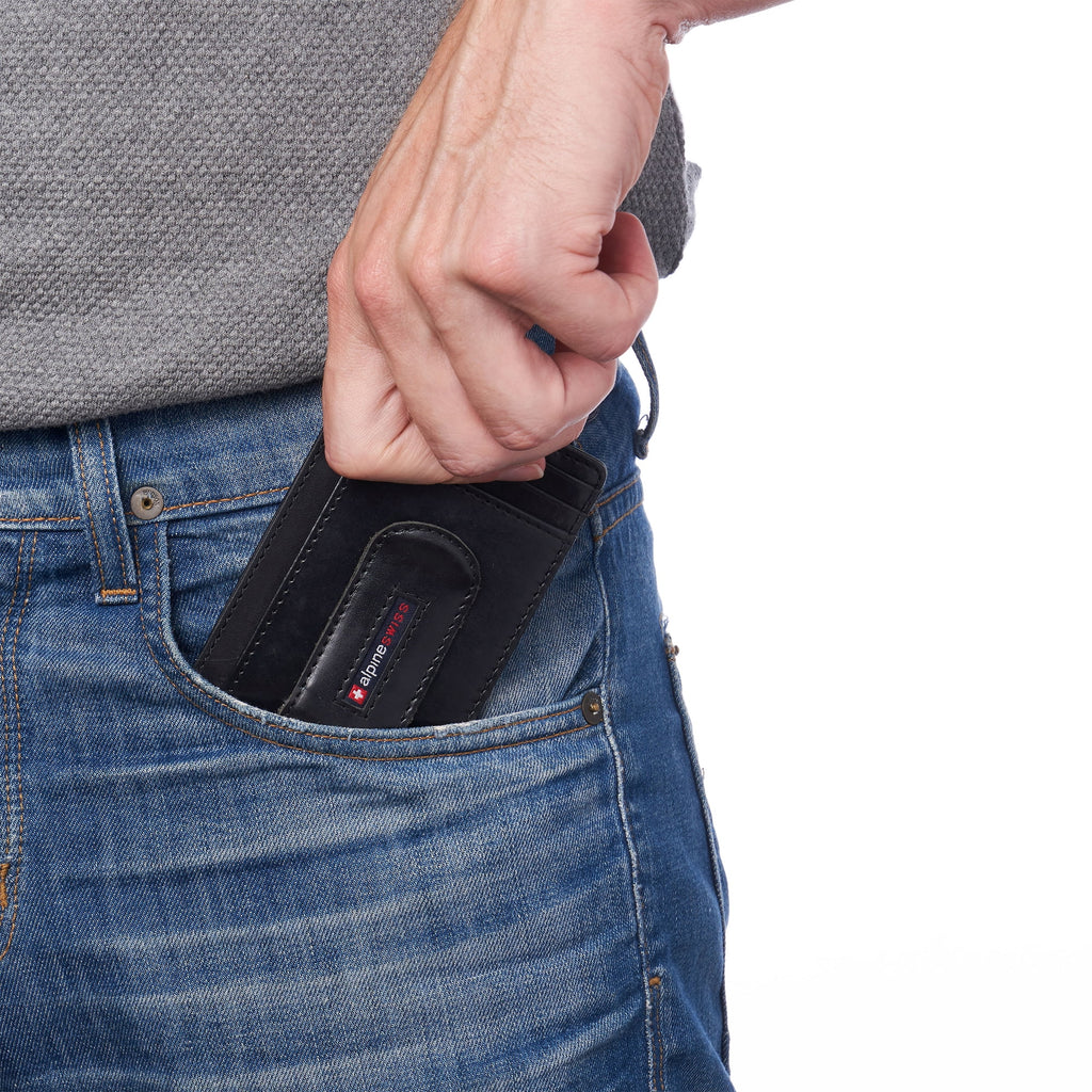 Mens RFID Money Clip Leather Minimalist Wallet Card Case ID Window - Image 6