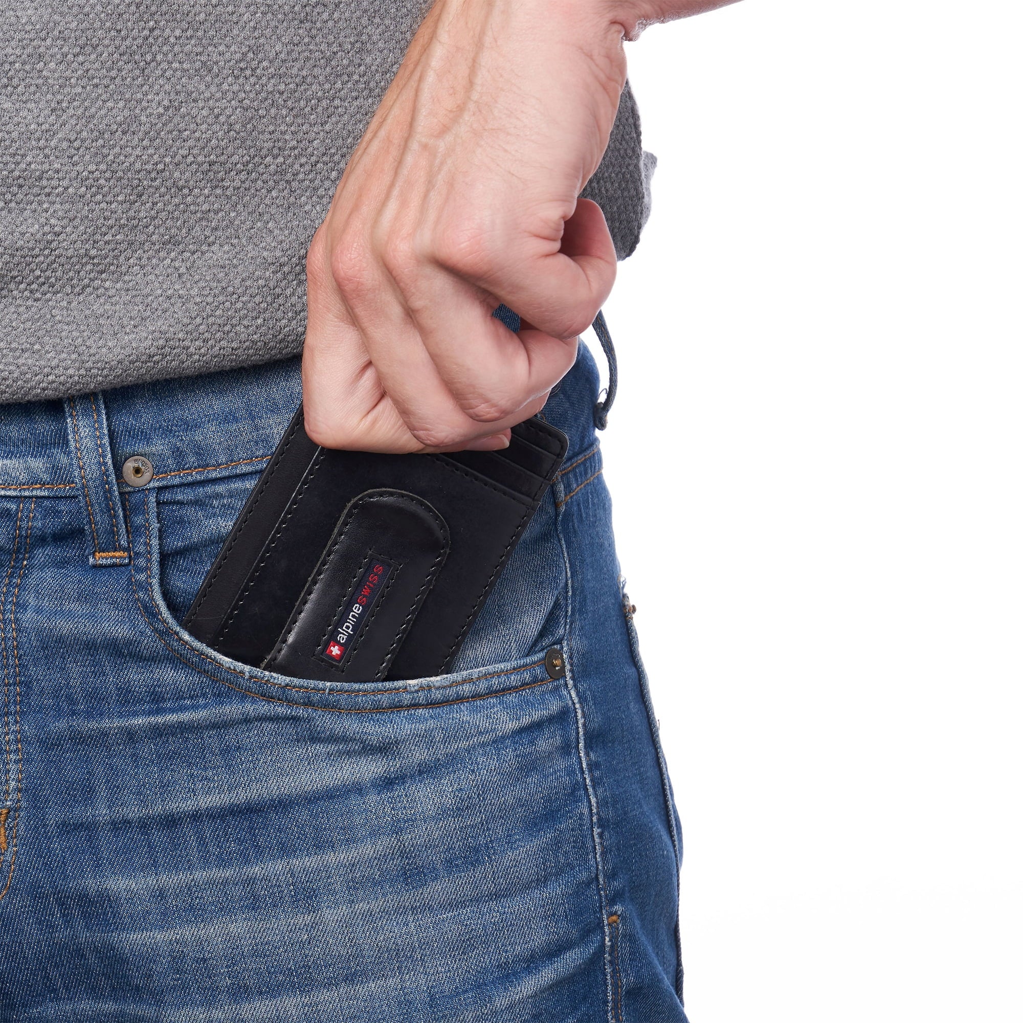 Mens RFID Money Clip Leather Minimalist Wallet Card Case ID Window - Image 6