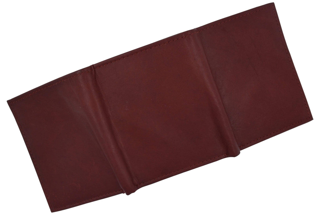 Leather Mens Trifold Wallet Zipper Money Compartment 55 CF - Image 2