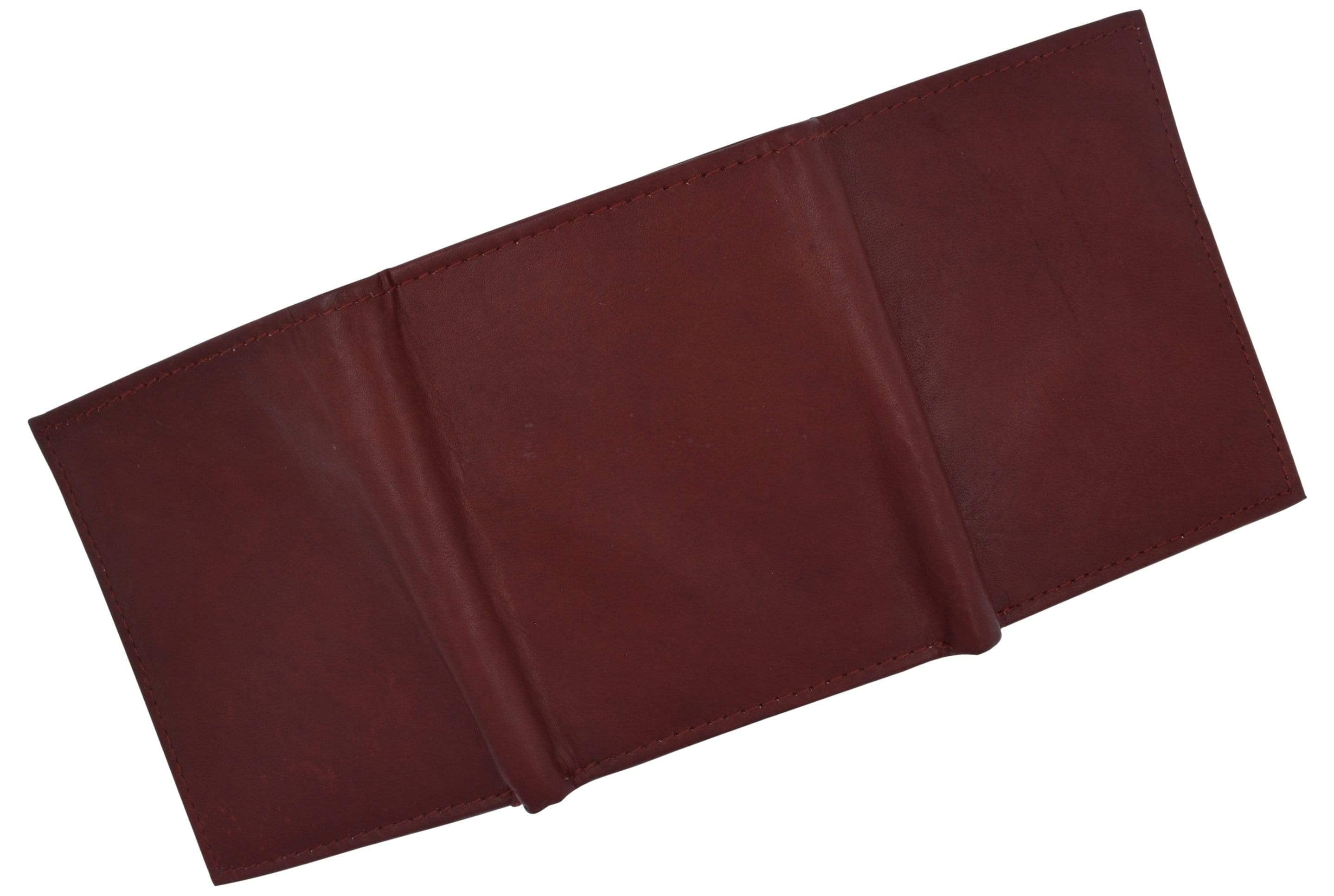 Leather Mens Trifold Wallet Zipper Money Compartment 55 CF - Image 2