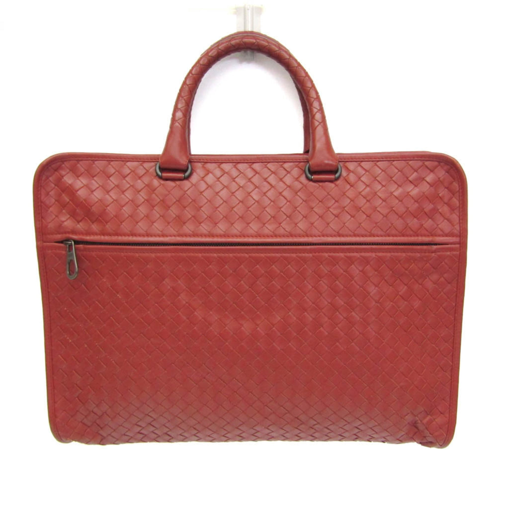 Pre-Owned Bottega Veneta Intrecciato Business Bag Men's Leather Briefcase,Handbag Red Brown