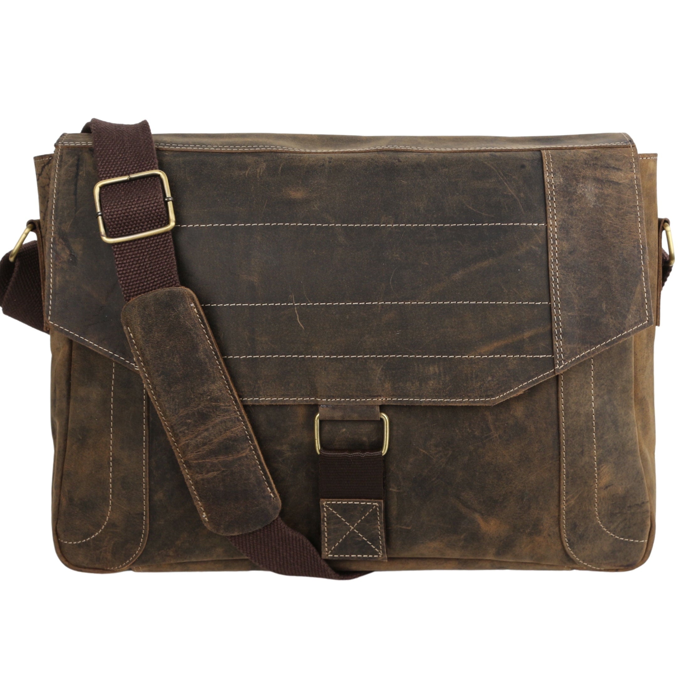 Leather briefcases 15 Inch Laptop Messenger Bags for Men and Women Best Office Satchel Bag Distressed Tan - Image 2