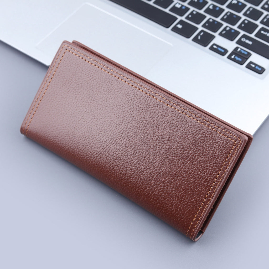 RFID Bifold Wallets for Men Slim Credit Card Holder Leather Long Purse with 12 Card Slots Coffee - Image 4
