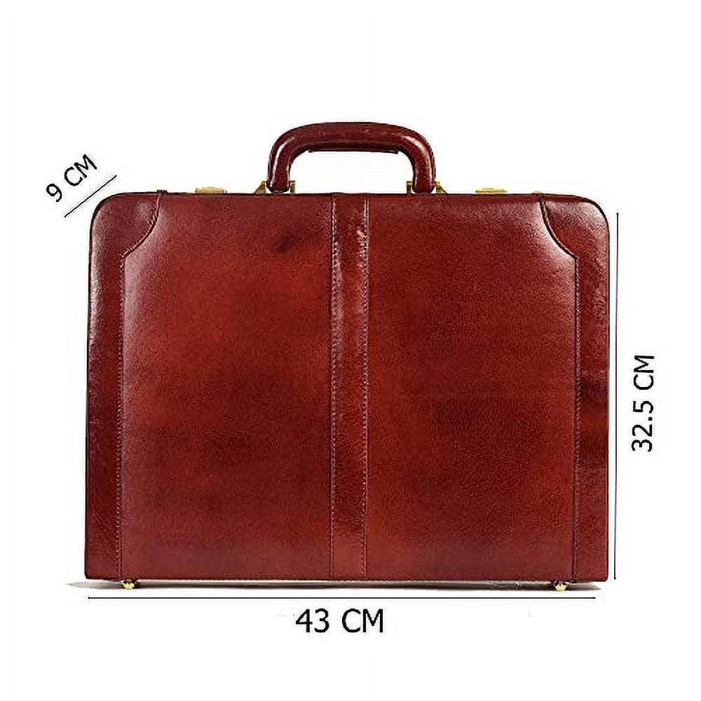 Genuine Leather Attache Briefcase Business Handbag Laptop MacBook Bag Large Doctors Briefcase - Image 2