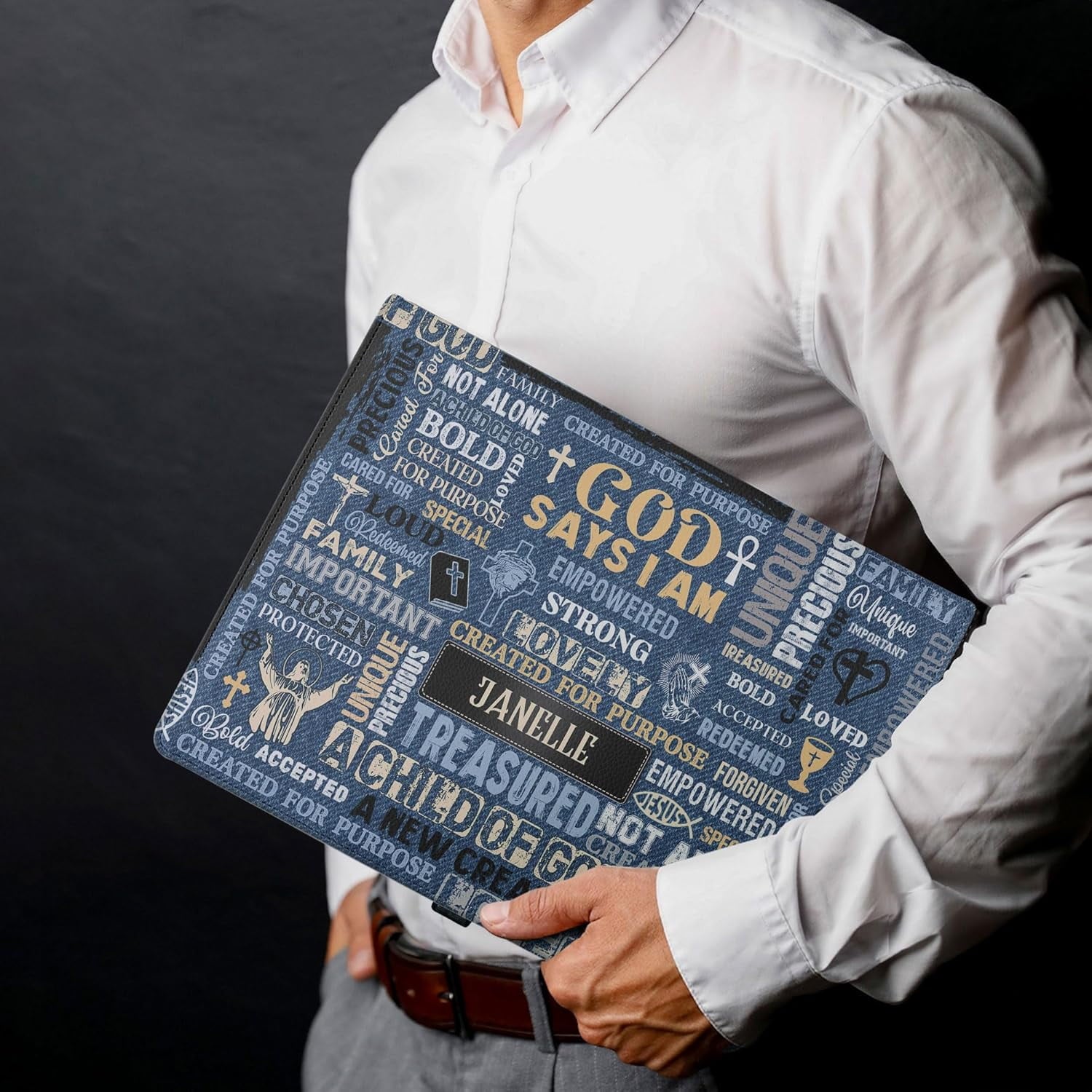 Personalized Leather Padfolio, Christian Gift for Men and Women, Custom Name, Folio Document Organizer, Laptop Sleeve... - Image 5