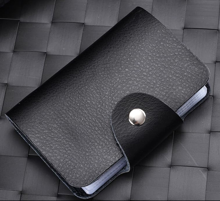 24 Slot Basic Card Holder for Men or Women | Black PU Leather Card Wallet | Slim Light Credit Card Wallet | Minimalis... - Image 4