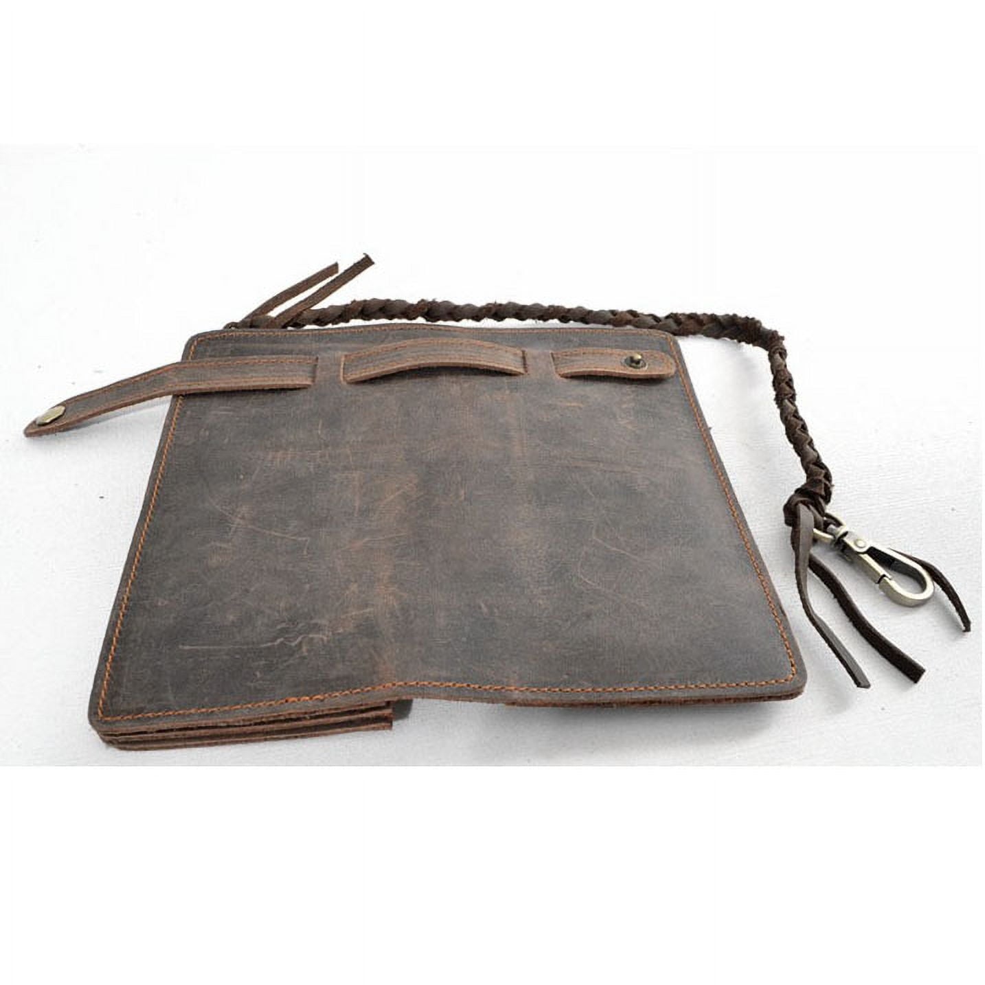 Vintage Men Leather Biker Long Chain Trucker Wallet Card Holder Checkbook Purse - Image 4