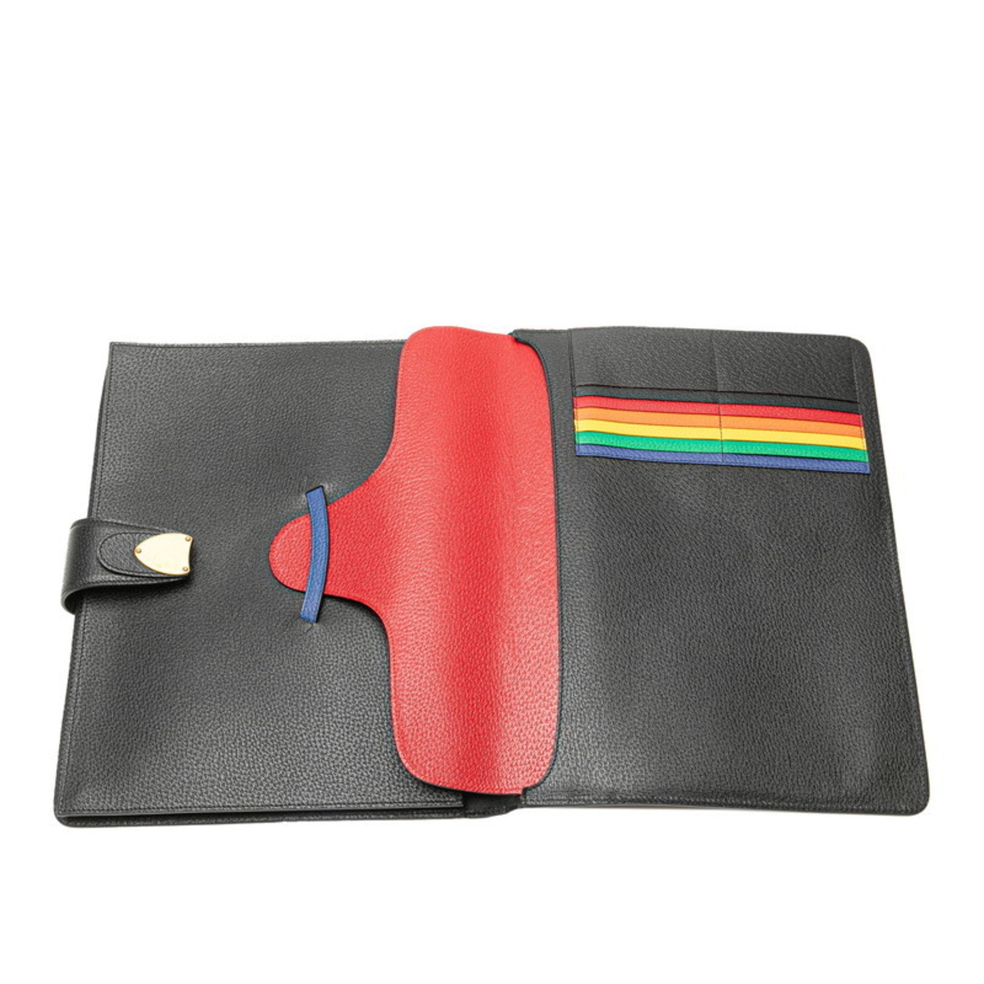 Pre-Owned Cat Head Briefcase Clutch Bag 495655 Black Leather Men's (Good) - Image 5