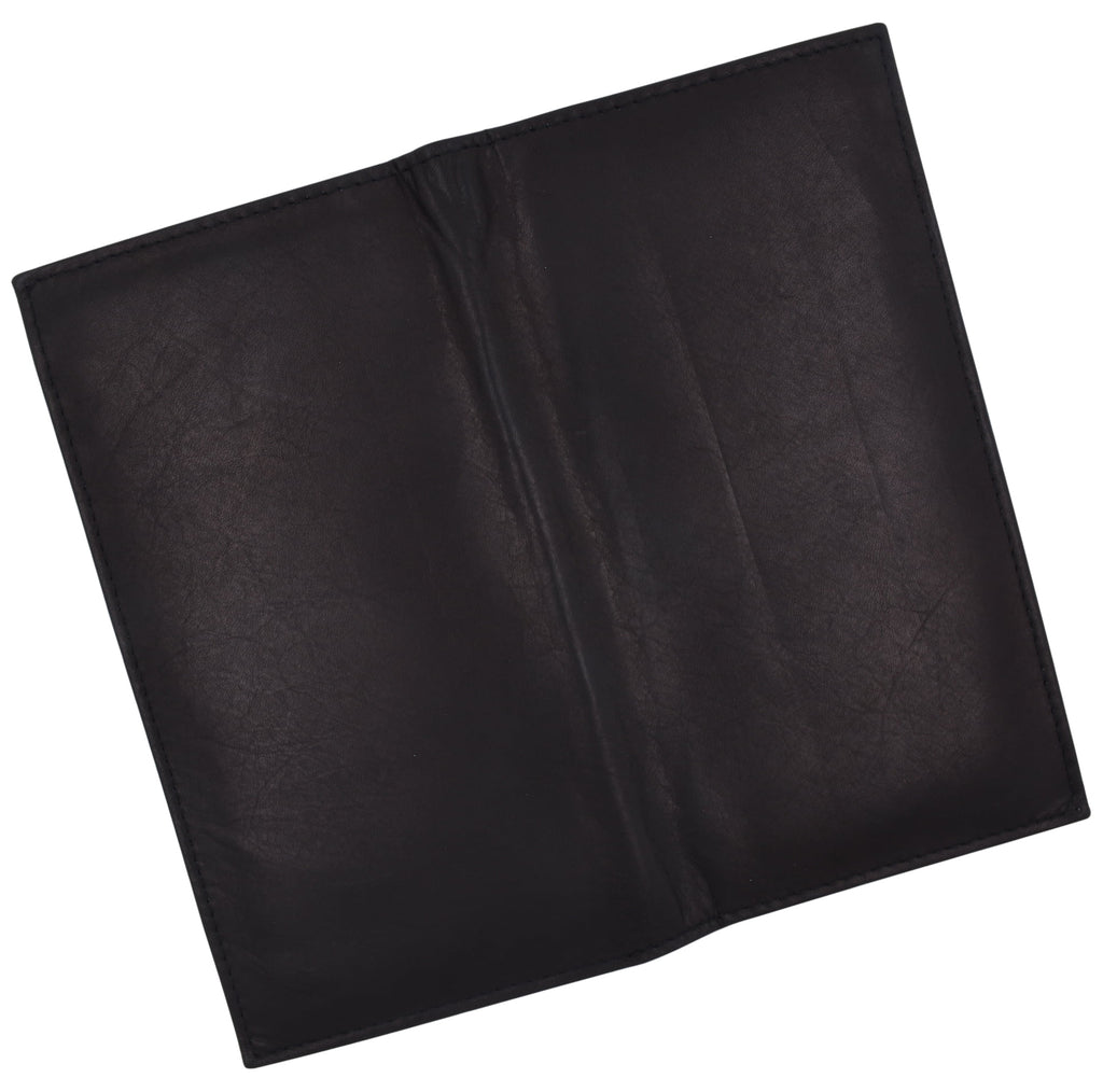 Mens Leather Long Wallet Pockets ID Card Clutch Bifold Purse, Black - Image 5