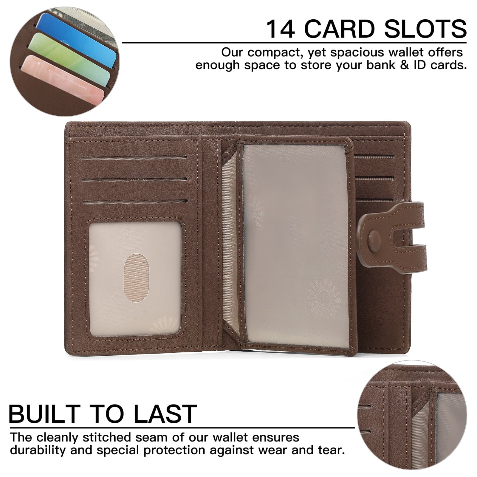 Leather Wallet for Men RFID Blocking Large Capacity Bifold Wallet Minimalist Back Pocket Wallets for Men with Zipper ... - Image 3