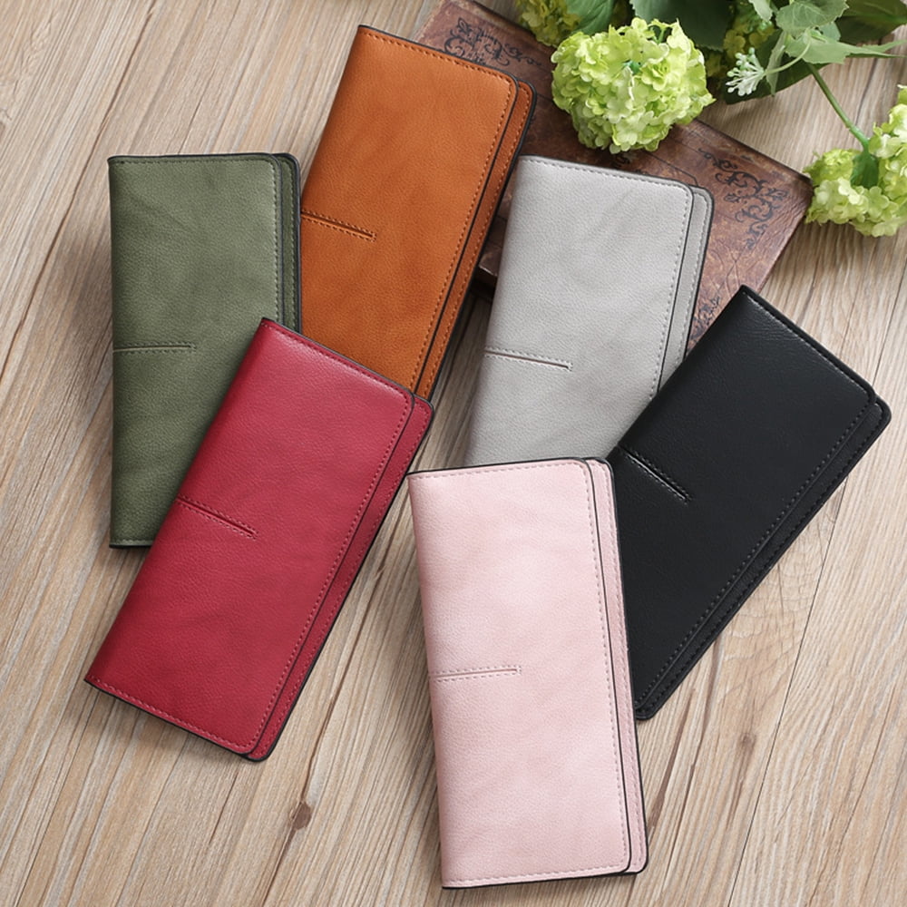 Slim Thin Leather Women Wallet Blocking Credit Card Holder Bifold Long Ladies Billfold-Light powder - Image 5