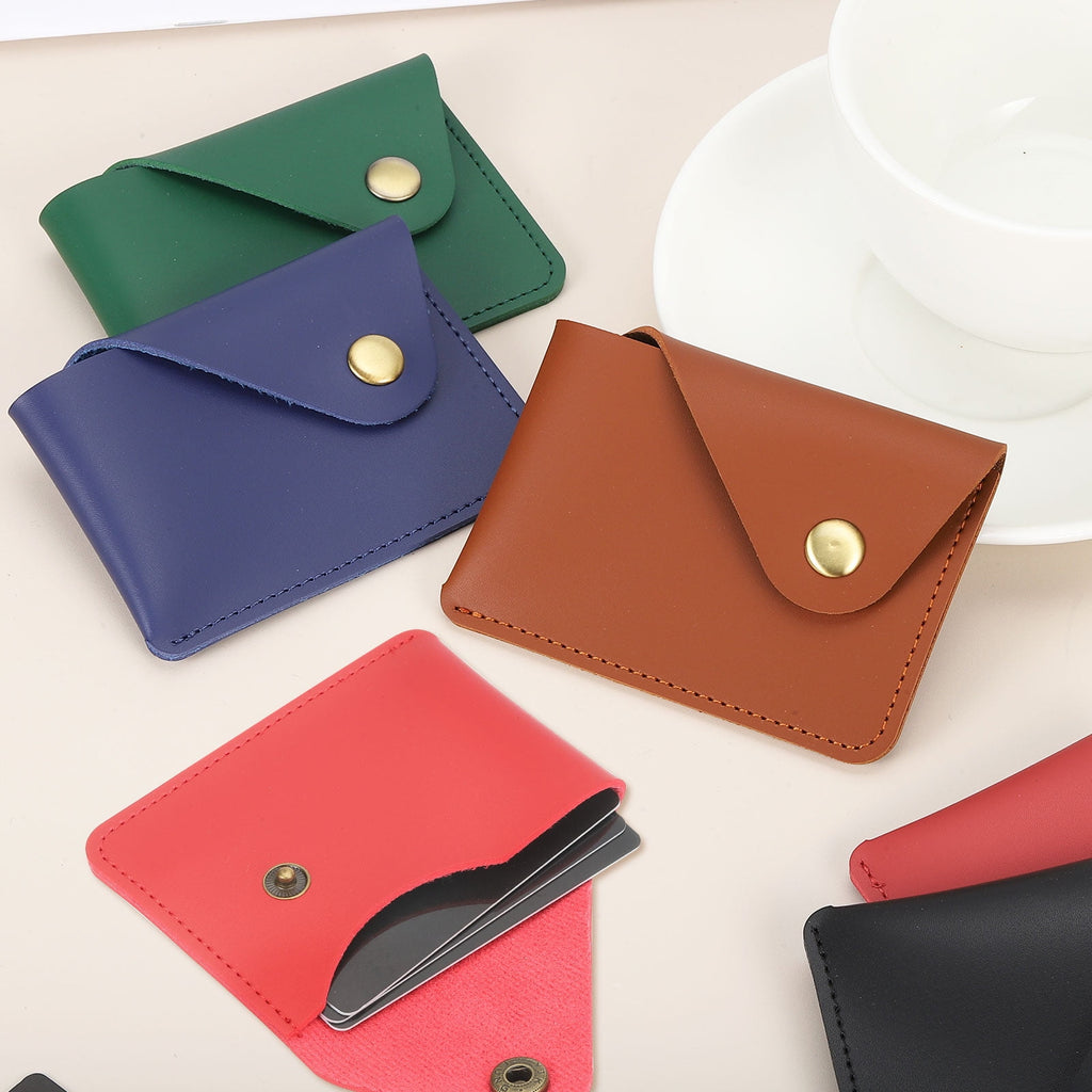 Slim Leather Card Holder with Snap Closure, 2 Pcs Leather Front Pocket Wallet Card Case Holder for Cash Coin Men and ... - Image 4