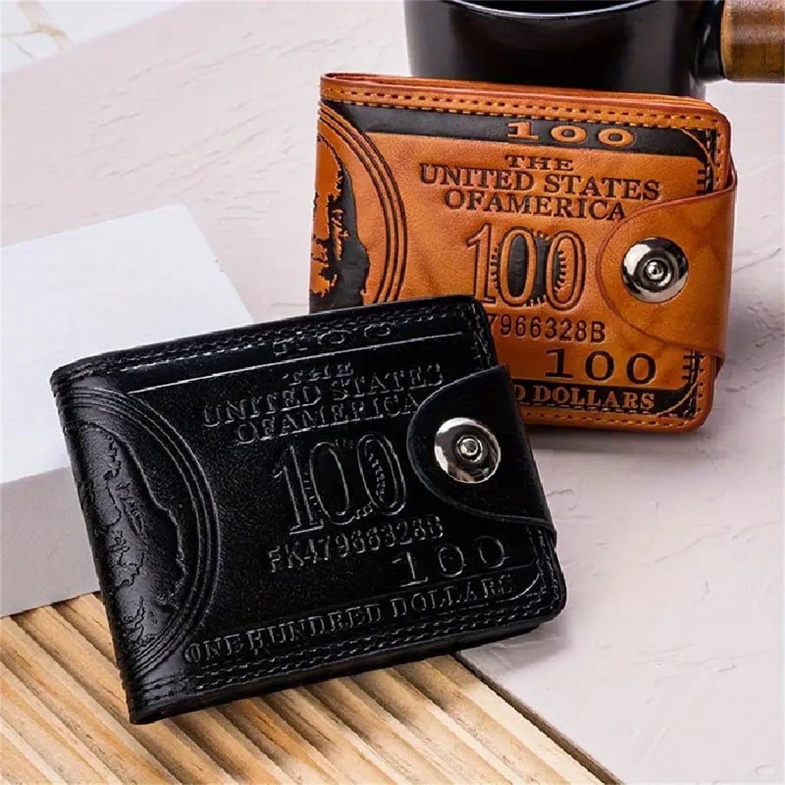 Vintage Style RFID Blocking Leather Wallet for Men - Slim Bifold with Multiple Card Slots, Zipper Coin Pocket, Snap Closure, Waterproof & Du - Image 4