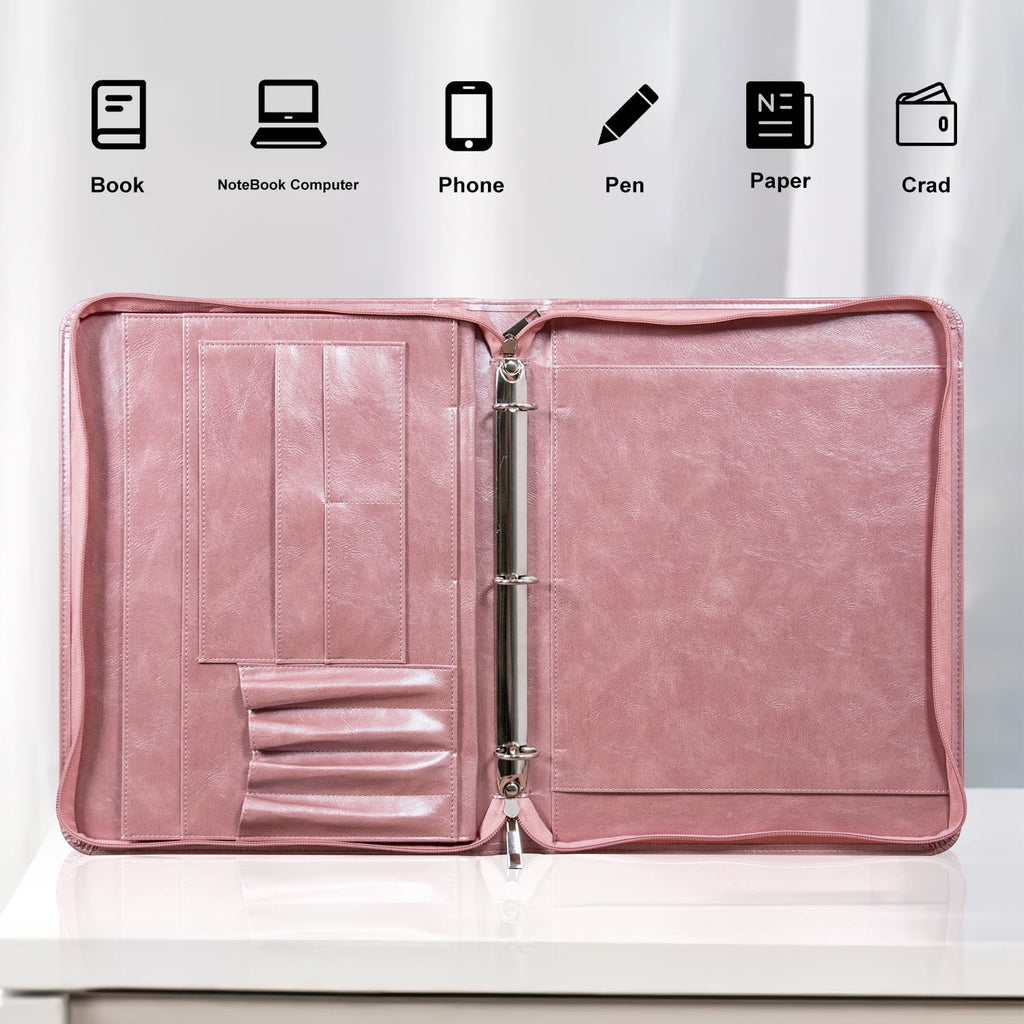for Women, 3 Ring s 1 inch, PU Leather Padfolio Folder, Business Organizer with A4 Legal Pads, Thin Leather Professio... - Image 4