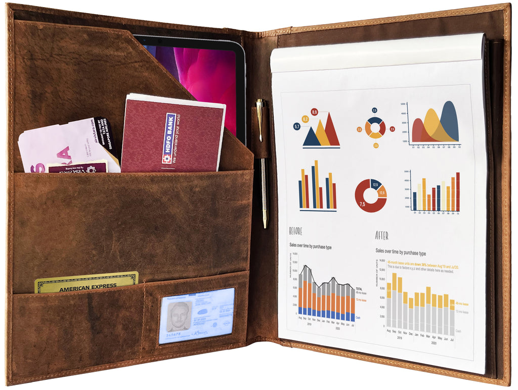 Leather Portfolio Business Padfolio Organizer Resume Document Conference Folder, Professional Notepad for Men & Women... - Image 5