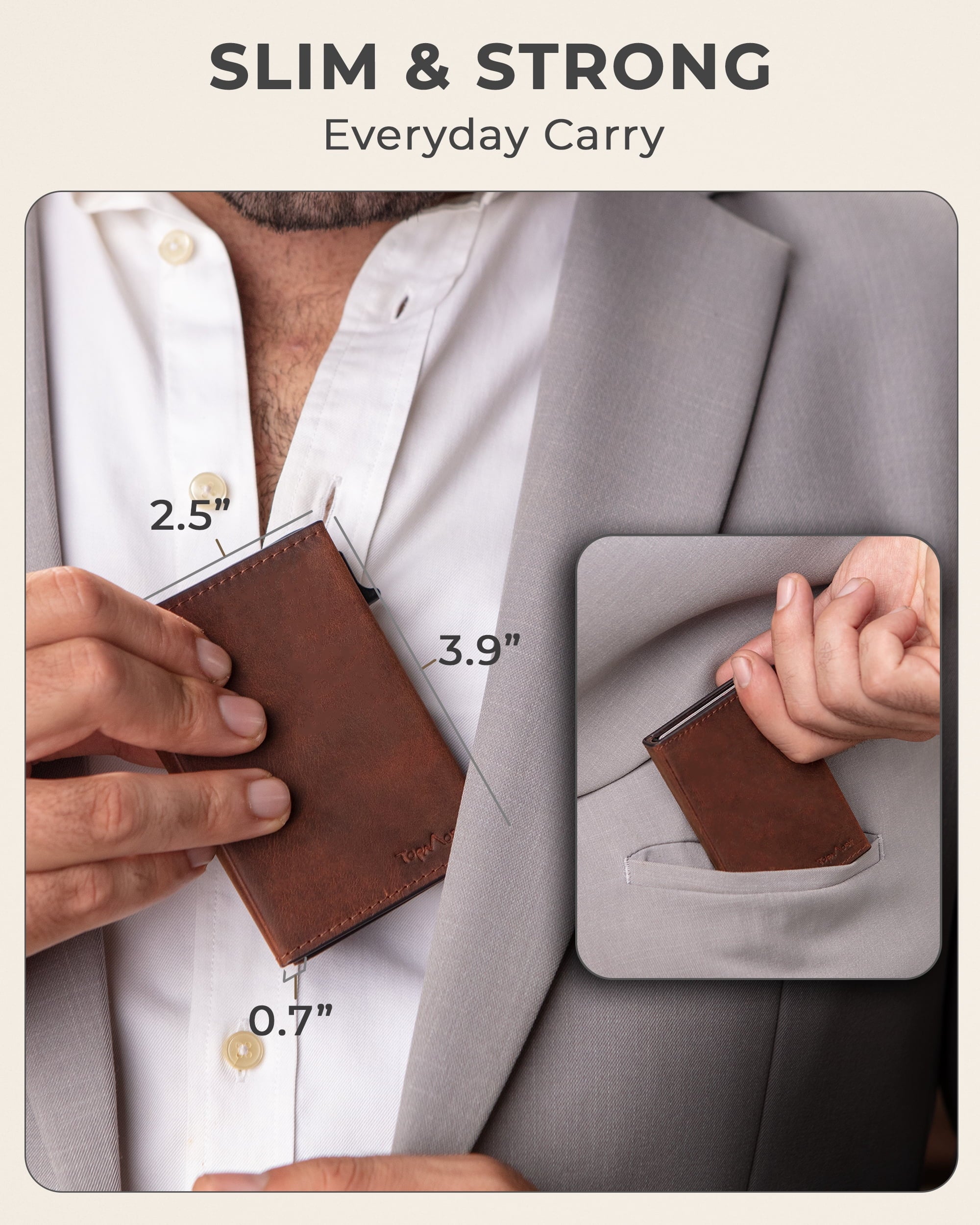 Genuine Leather Pop-Up Wallet for Men, Credit Card Holder, RFID Blocking Wallet with ID Window, Slim Minimalist, 5-9 ... - Image 6