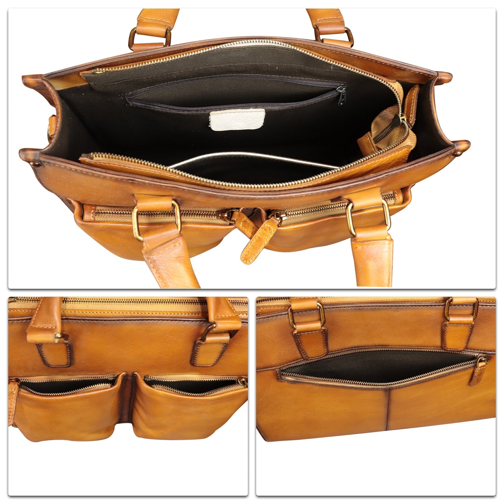 Genuine Leather Messenger Bag Briefcase for Men Vintage Real Leather Shoulder - Image 4