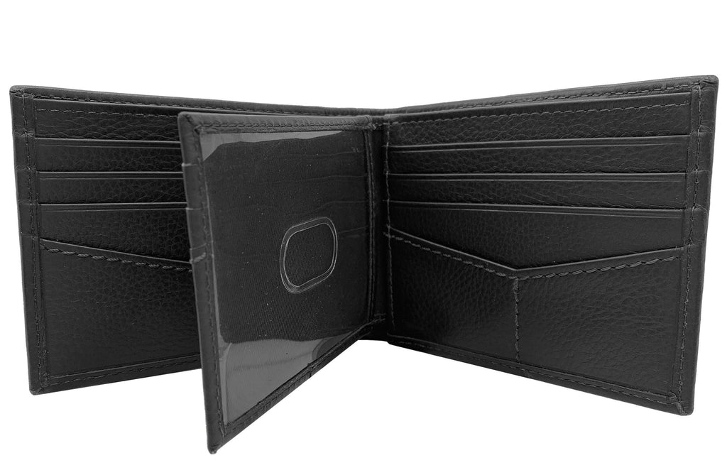 Men's Genuine Milled Leather Bifold Wallet with Wing, Black, RFID Protected - Image 5