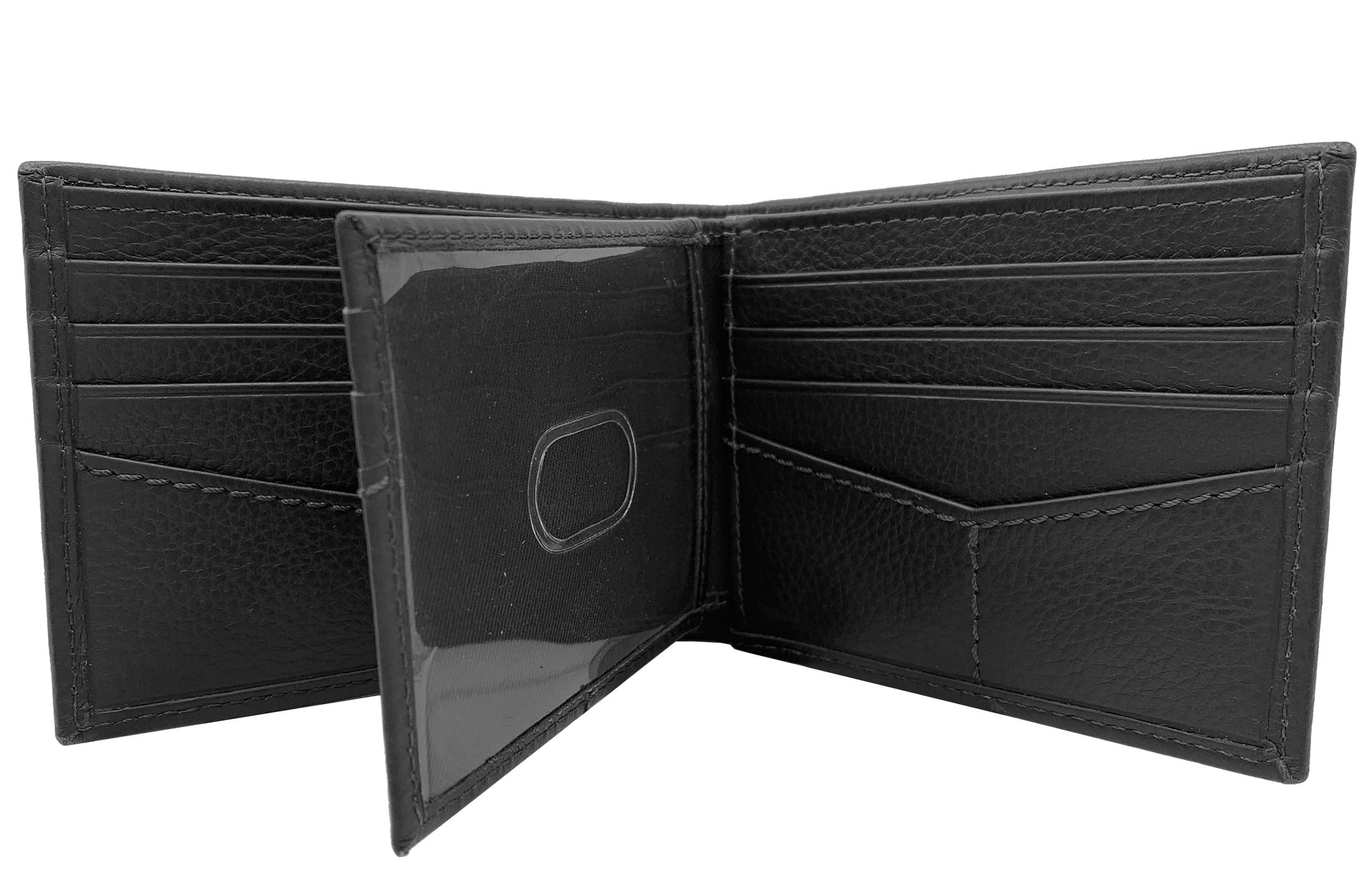 Men's Genuine Milled Leather Bifold Wallet with Wing, Black, RFID Protected - Image 5