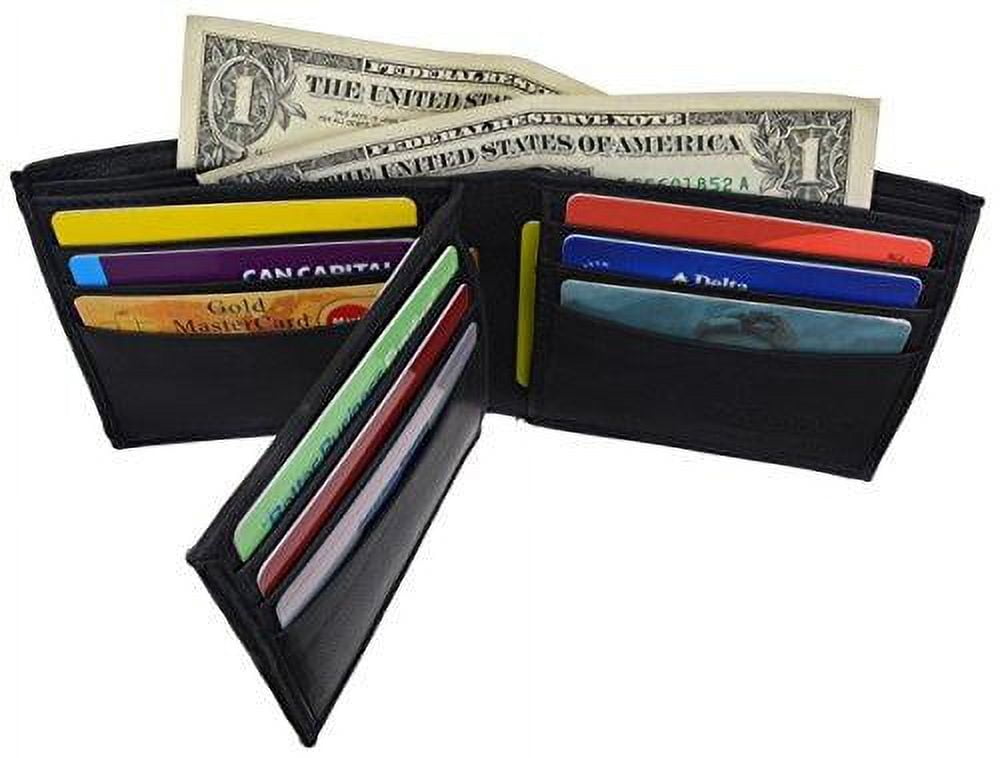Bifold Men's Genuine Leather Center Flap Multi Card Holder Wallet NEW - Image 4