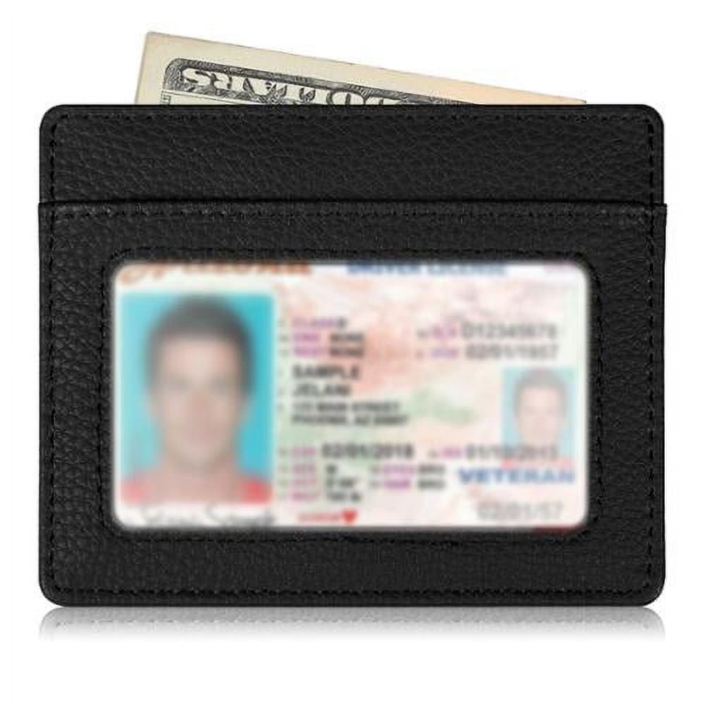 Credit Card Holder with ID Window, RFID Blocking PU Leather Slim Wallet Sleeve for Men Women - Image 3