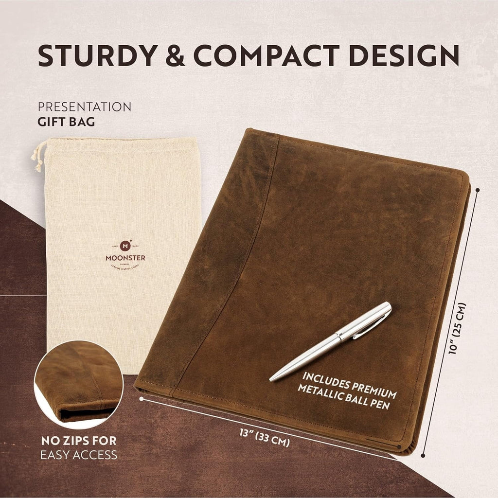 Leather Portfolio Professional Organizer Padfolio  Resume Folder with Luxury Pen - Leather Binder Portfolio Writing Pad with Business Card H - Image 5