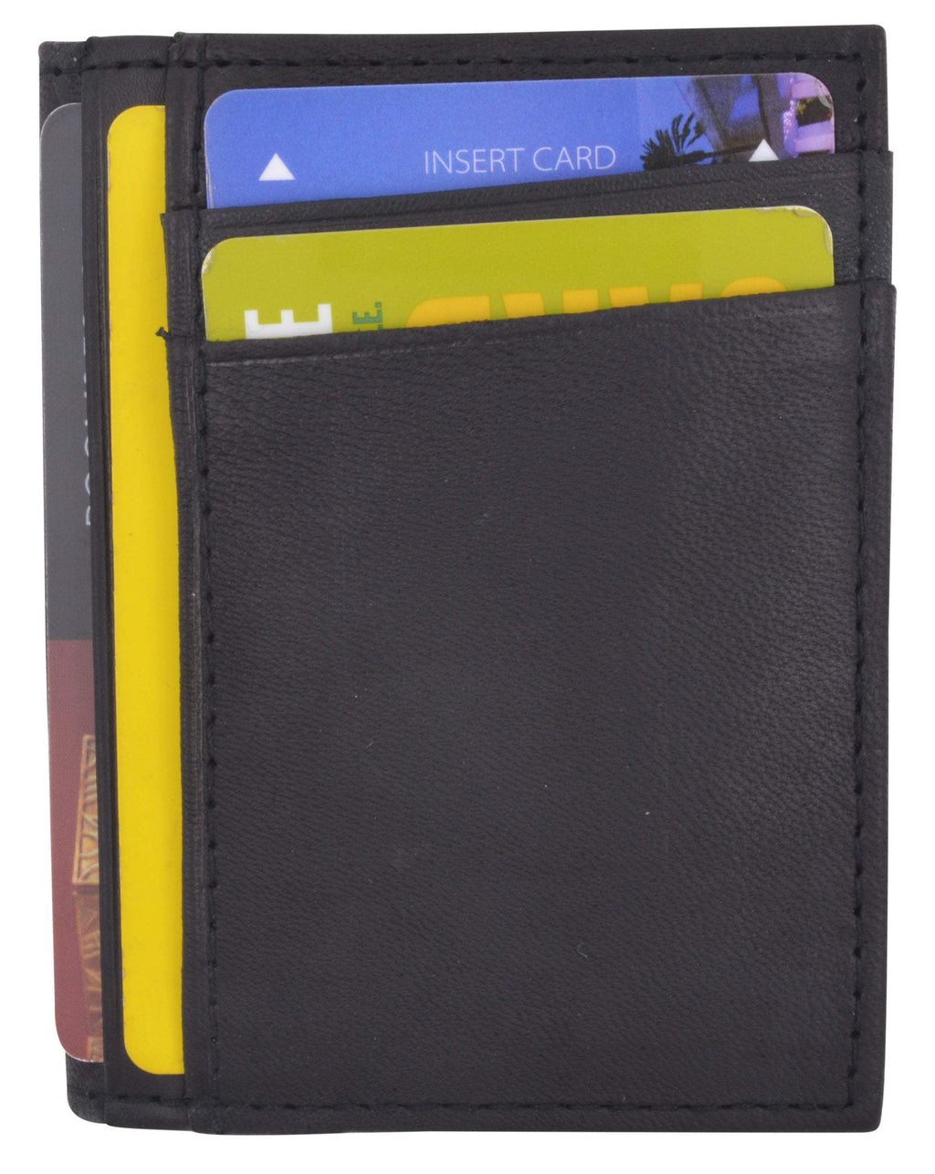 RFID Blocking Mini Wallet Genuine Leather Slim Front Pocket Wallet Ultra Thin Credit Card Holder Sleeve with ID Windows - Image 4