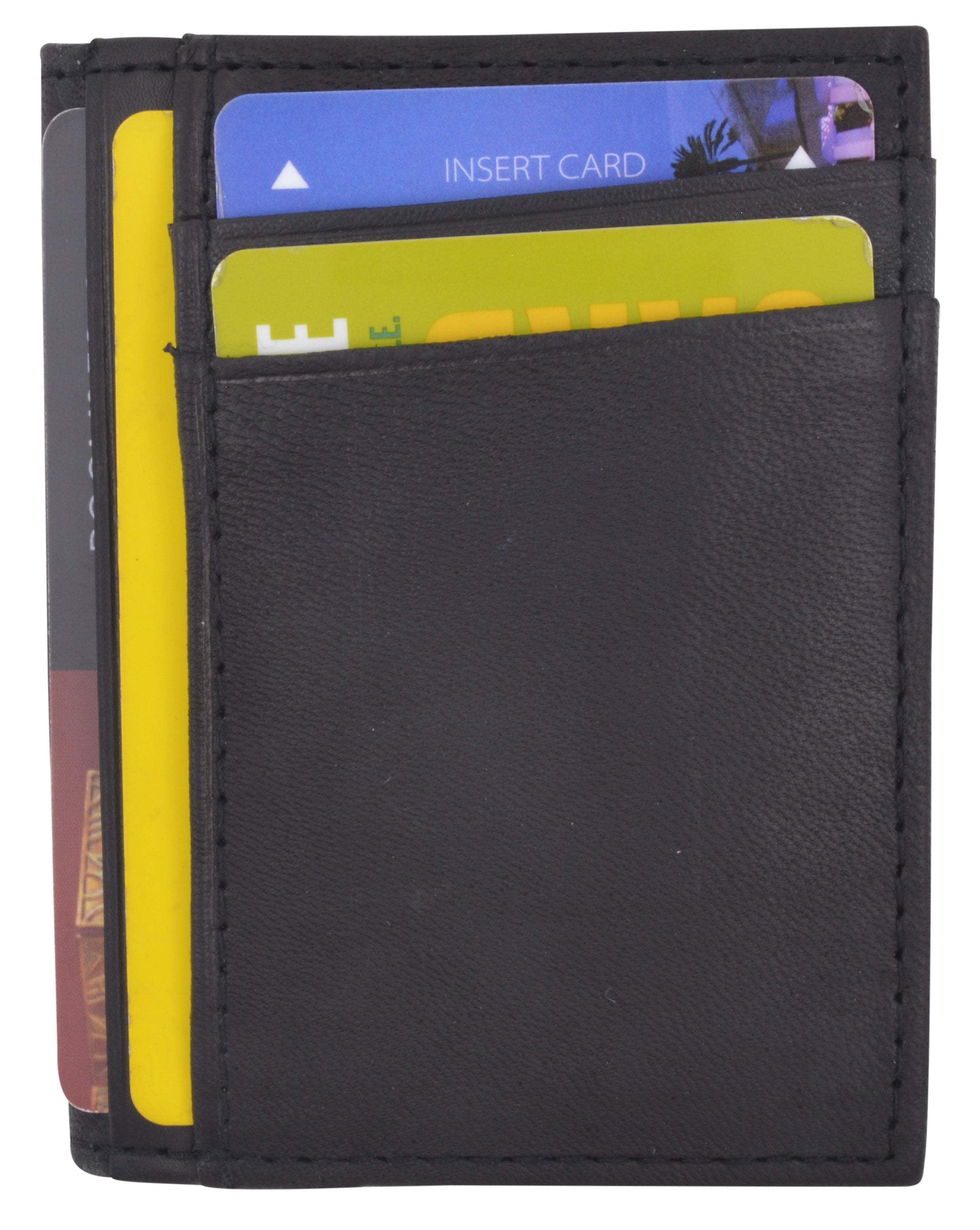 RFID Blocking Mini Wallet Genuine Leather Slim Front Pocket Wallet Ultra Thin Credit Card Holder Sleeve with ID Windows - Image 4