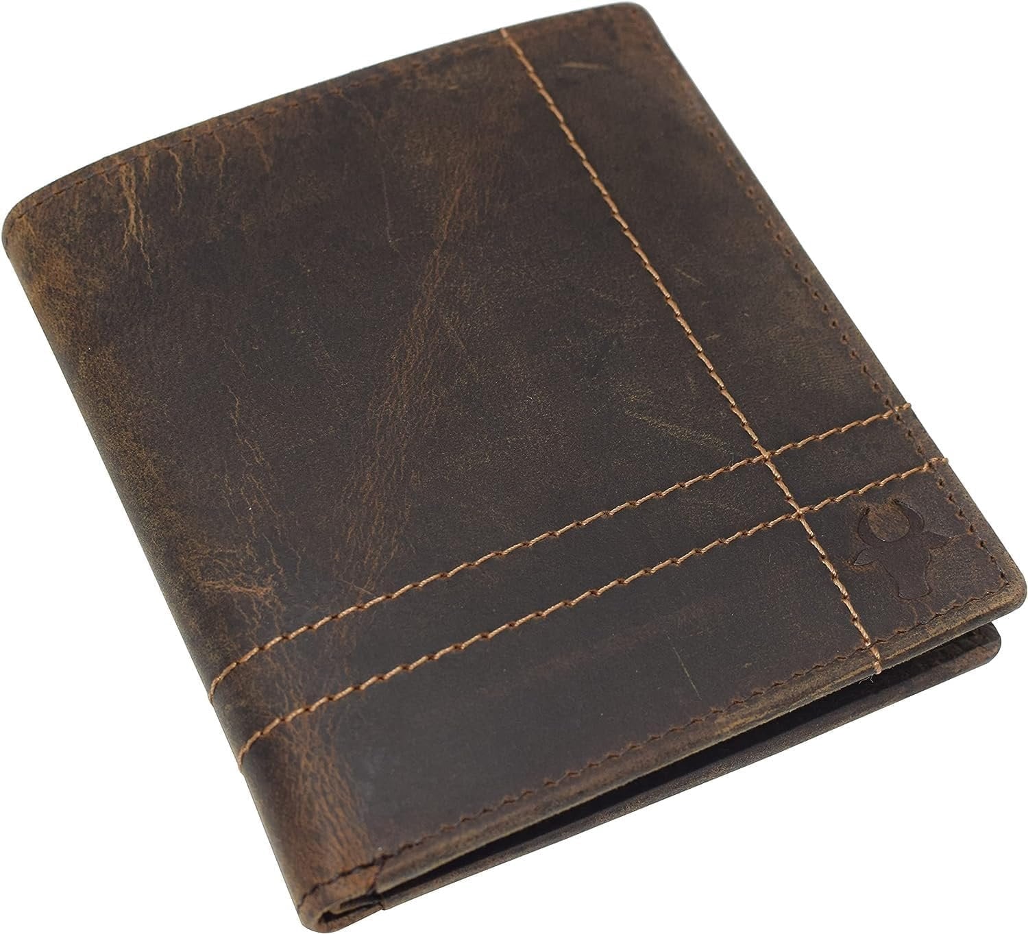 Vintage Leather Slim Hipster Bifold Wallets for Men Large Bifold Wallet- RFID Protection Logo - Image 4
